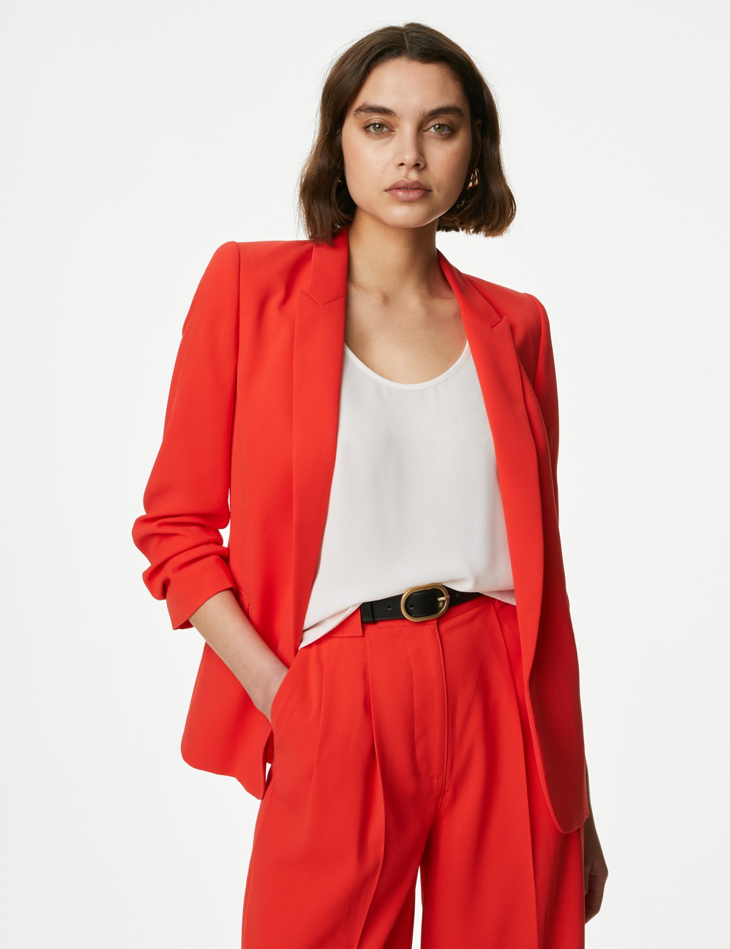 Ruched Sleeve Blazer