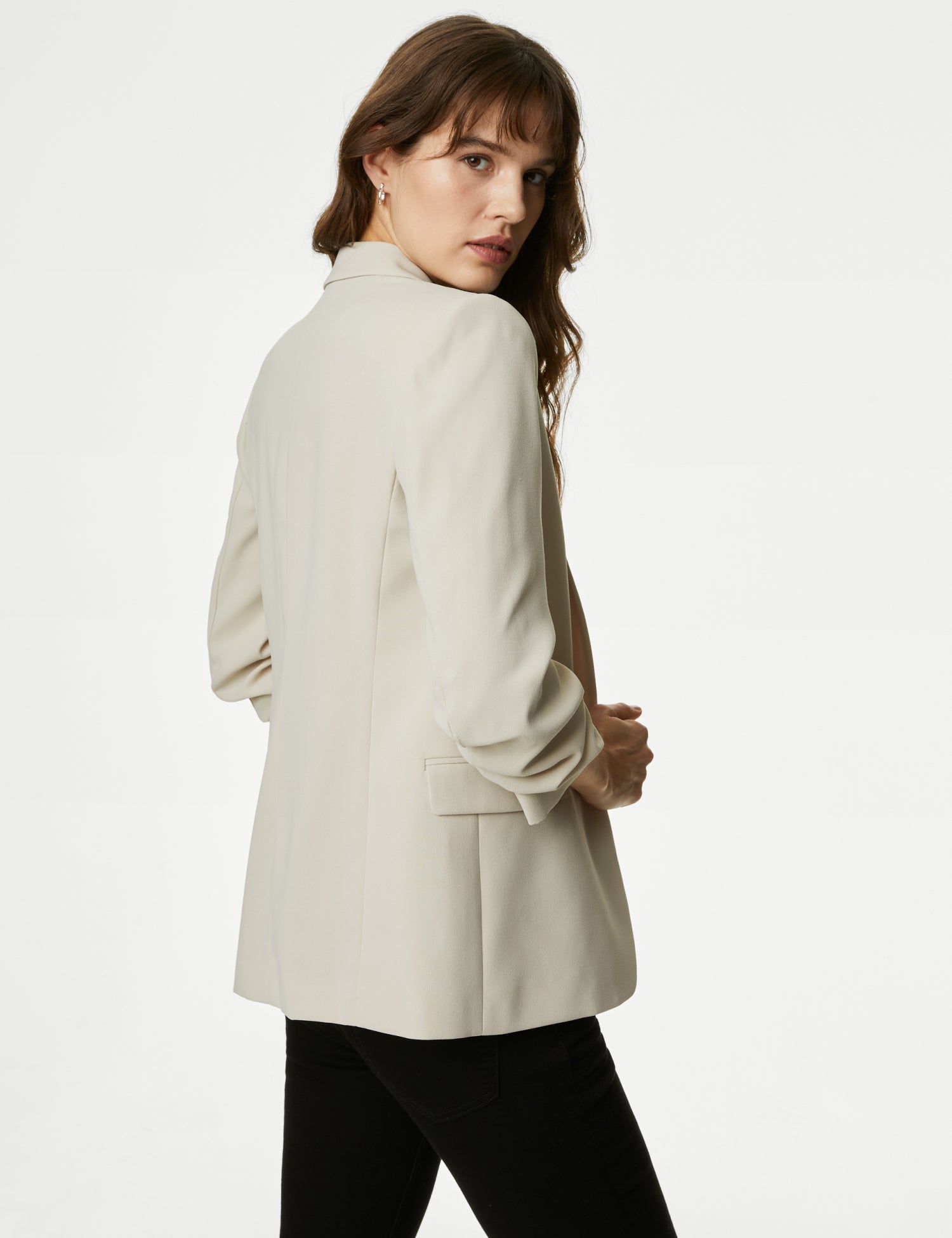 Ruched Sleeve Blazer