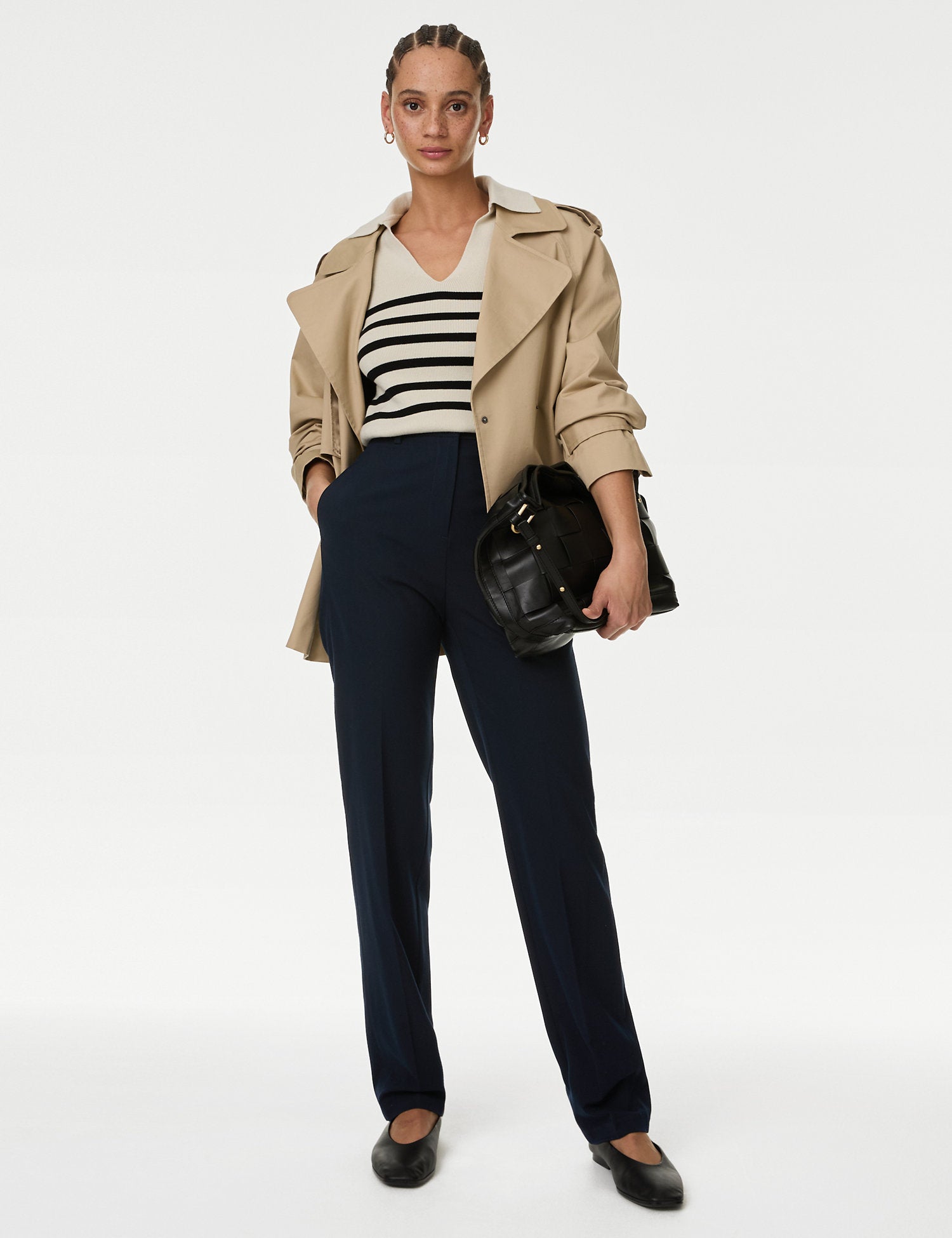 Straight Leg Trousers with Stretch