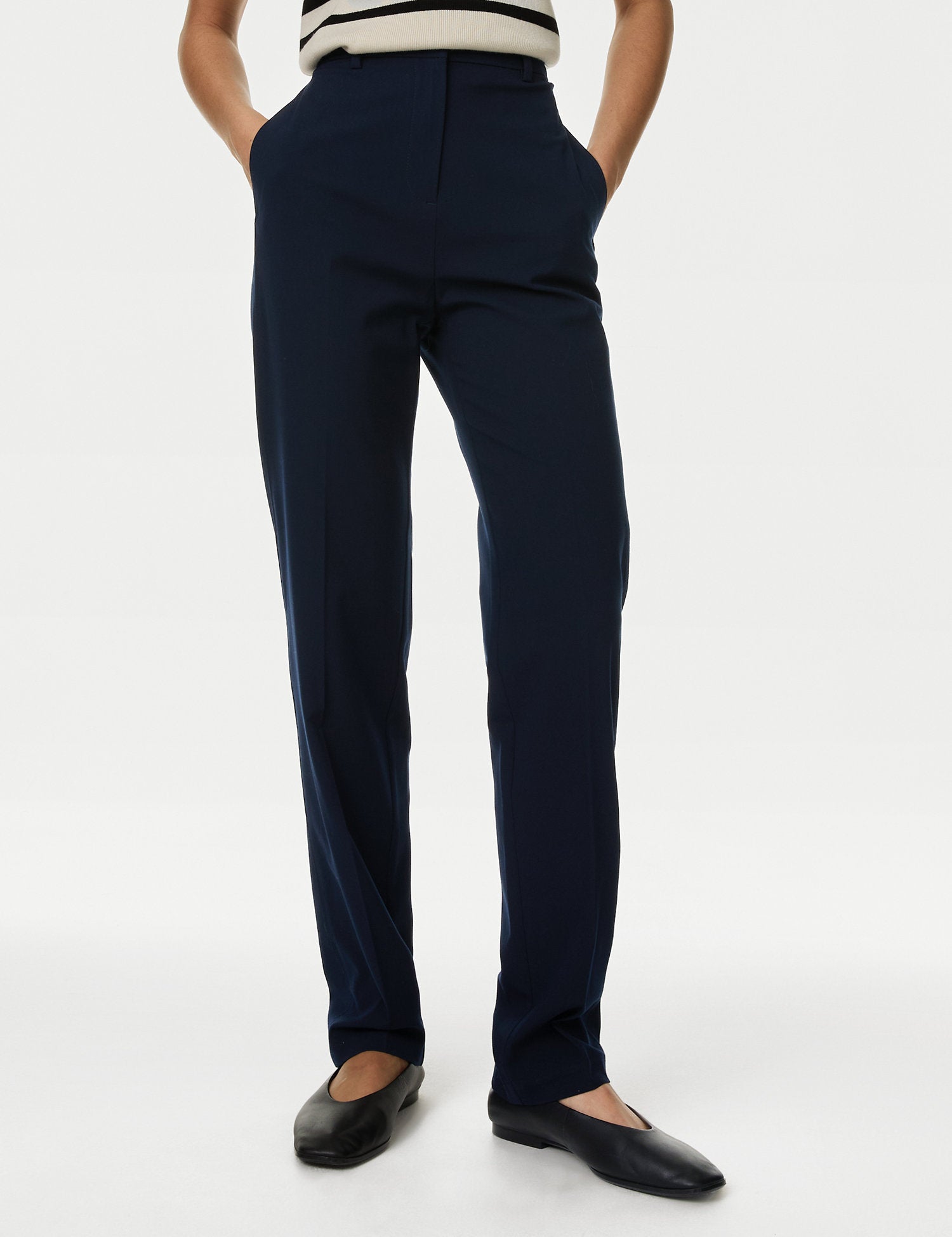 Straight Leg Trousers with Stretch