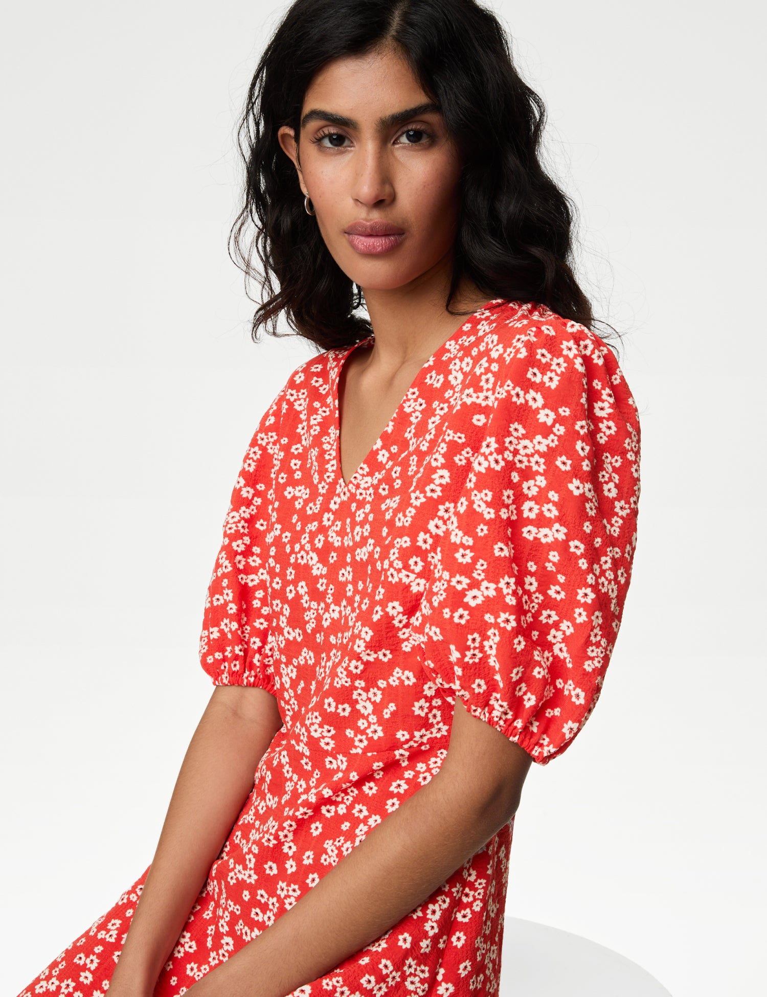 Ditsy Floral V-Neck Midaxi Tea Dress