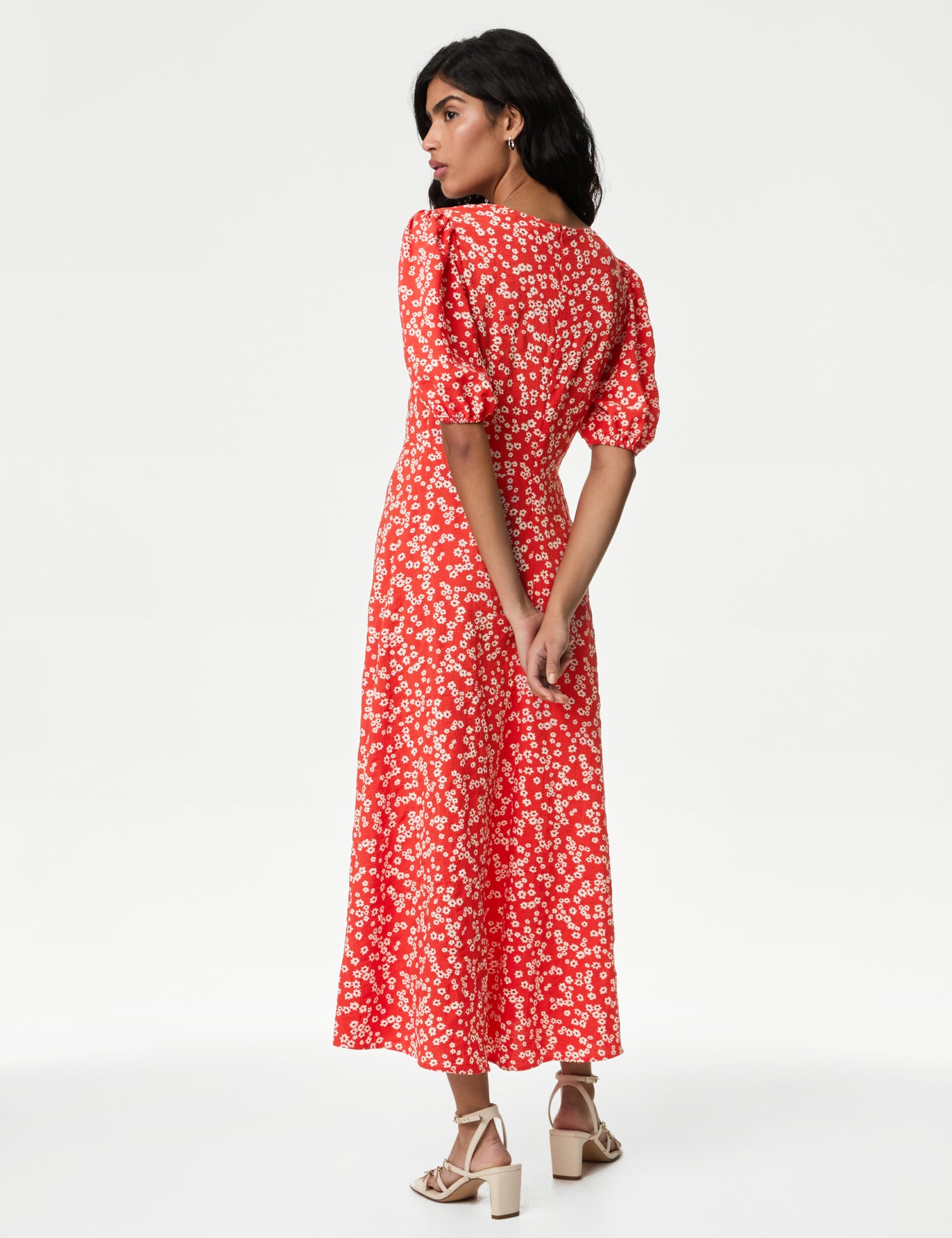 Ditsy Floral V-Neck Midaxi Tea Dress