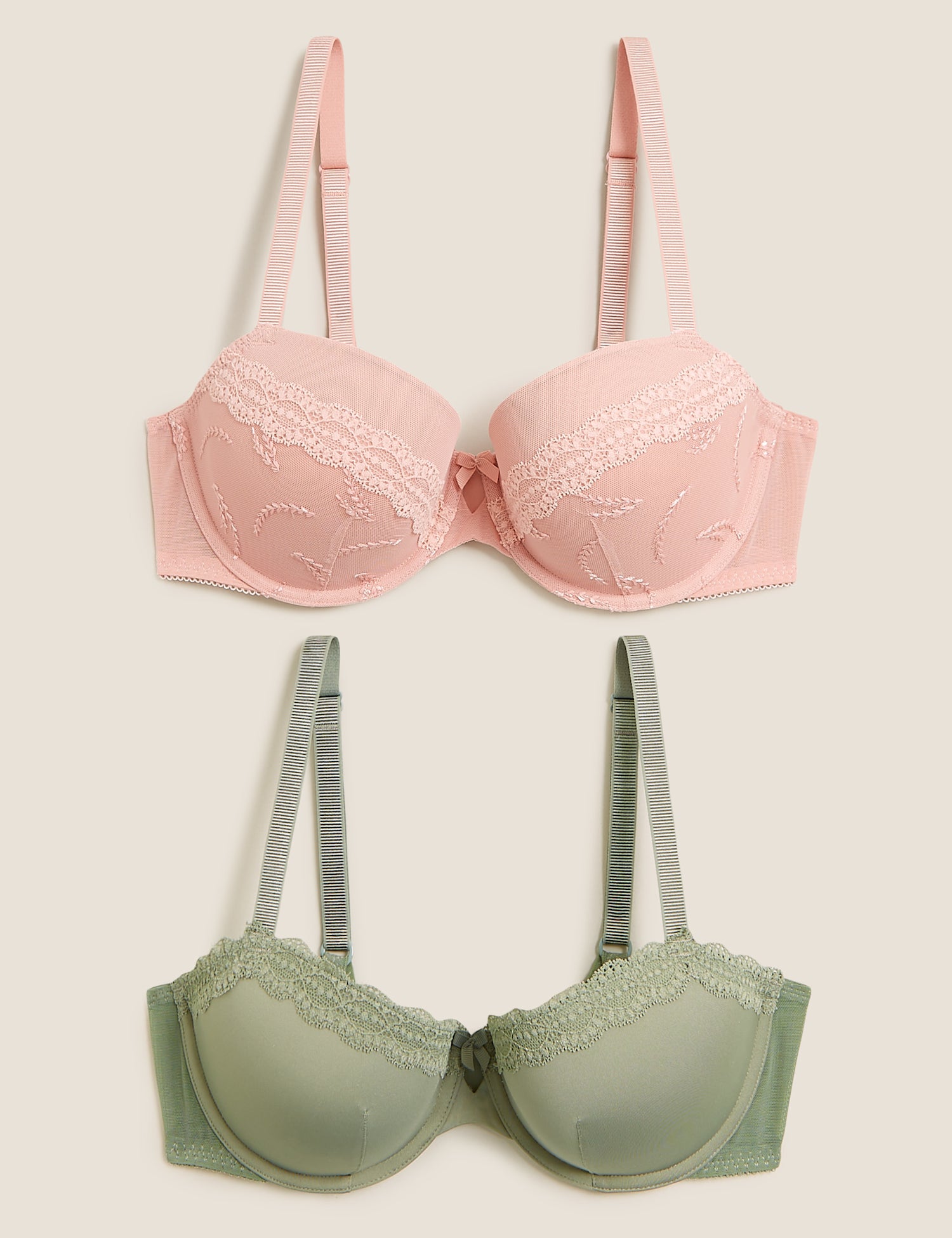 2pk Embroidered Push-Up Balcony Bras