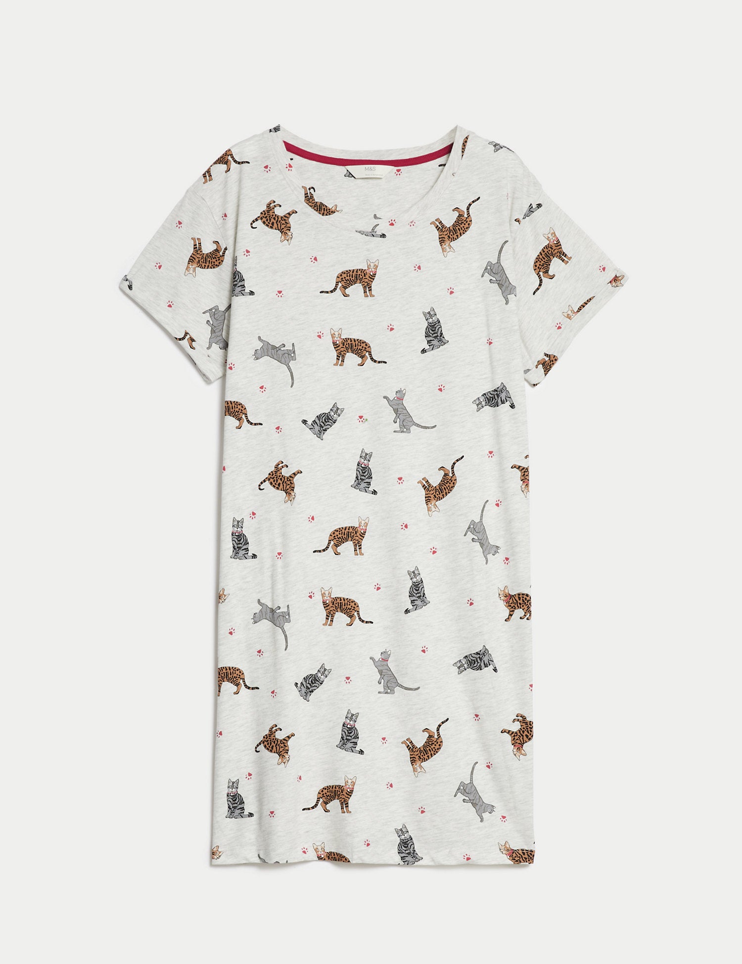 Cotton Rich Cat Print Short Nightdress