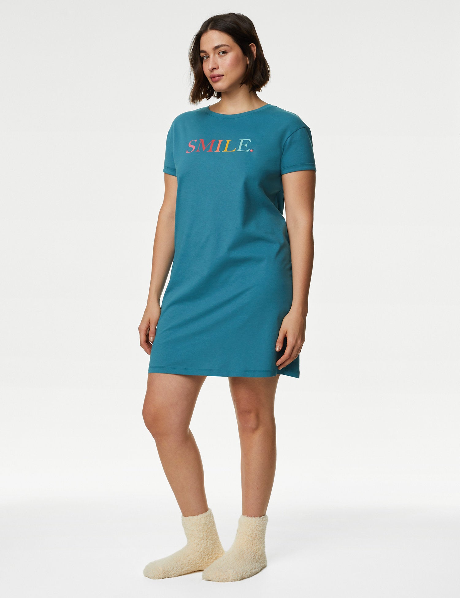 Pure Cotton Smile Slogan Nightdress