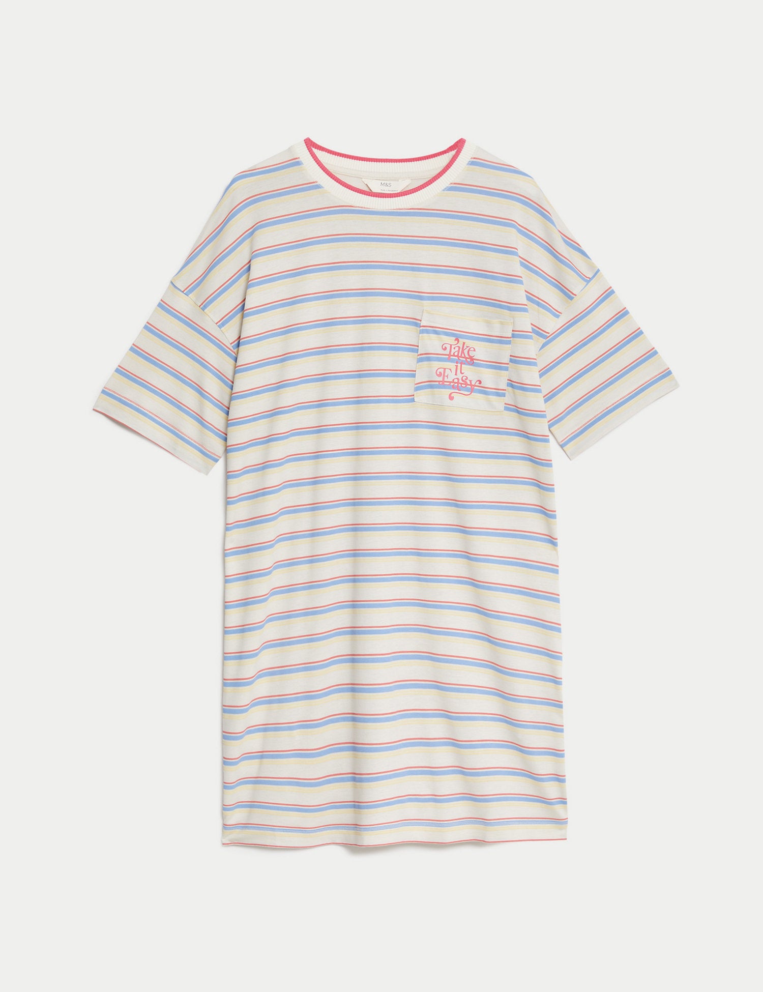 Stripe slogan cotton modal nightdress