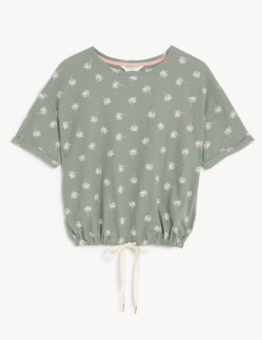 Cotton Blend Waffle Pyjama Top