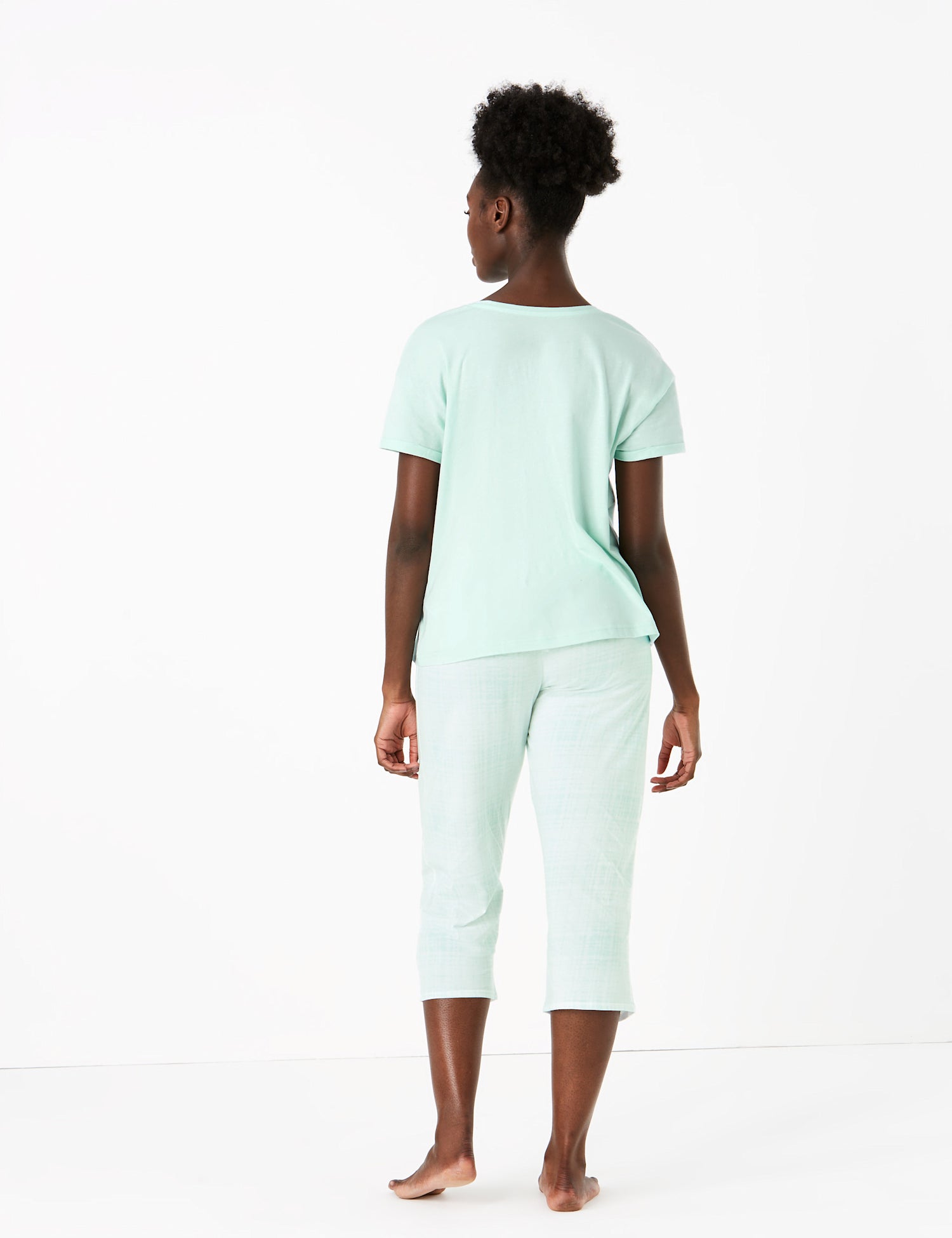 Pure Cotton Gingham Print Cropped Pyjama Set