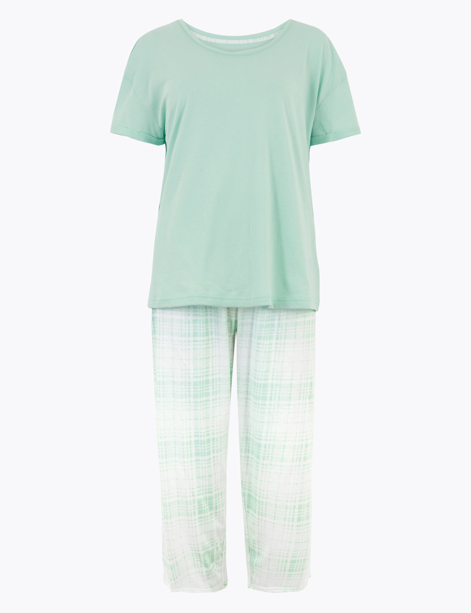 Pure Cotton Gingham Print Cropped Pyjama Set