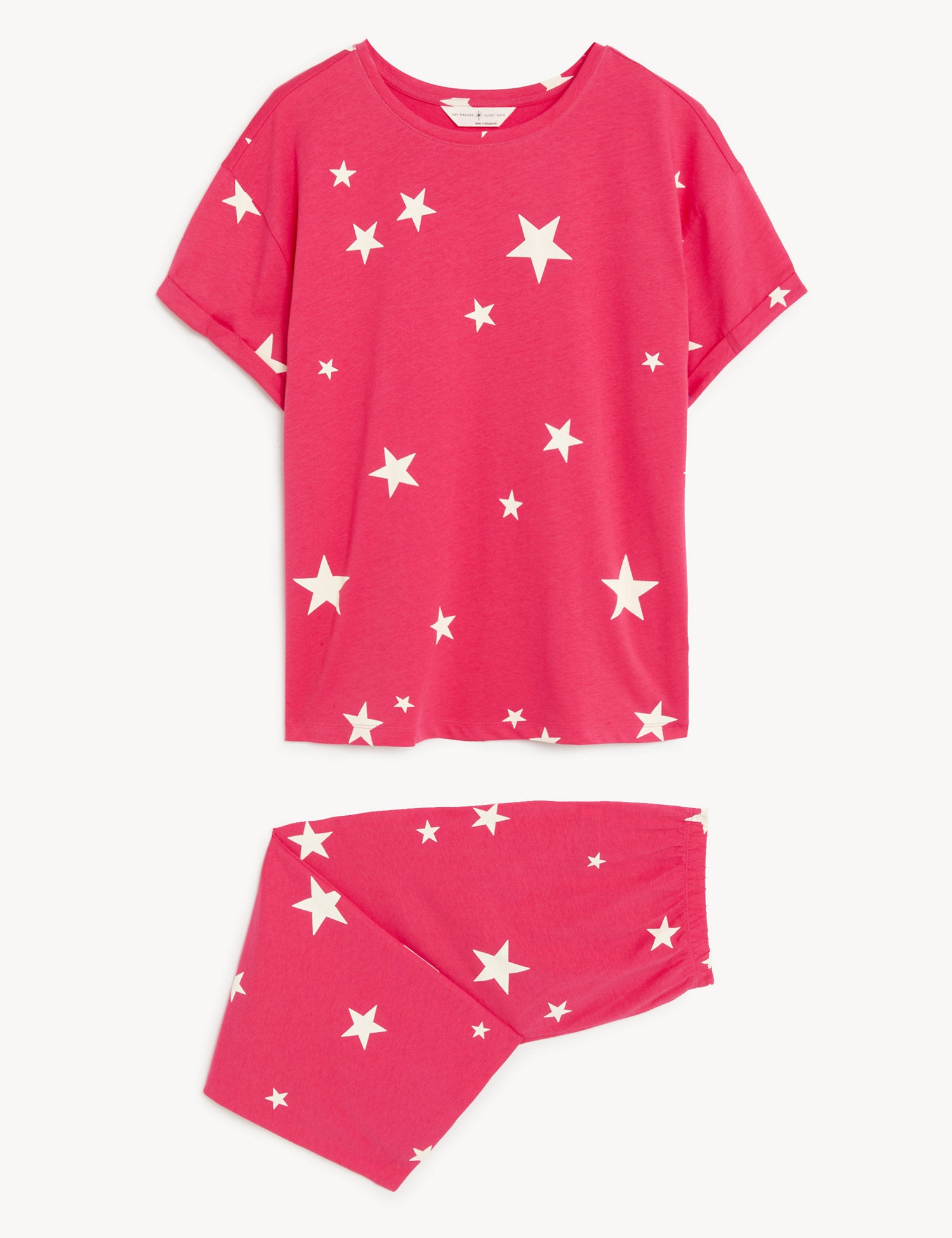 Pure Cotton Star Print Cropped Pyjama Set