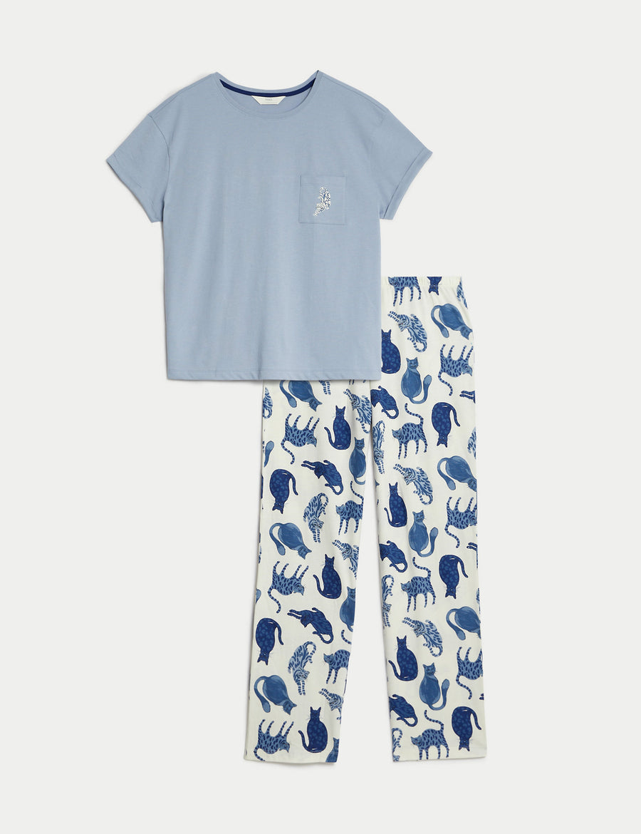 SSLL Cat Print Pyjama Set