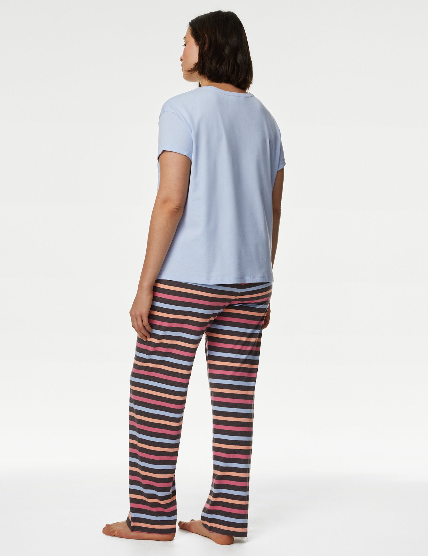 Cotton Rich Striped Slogan Pyjama Set