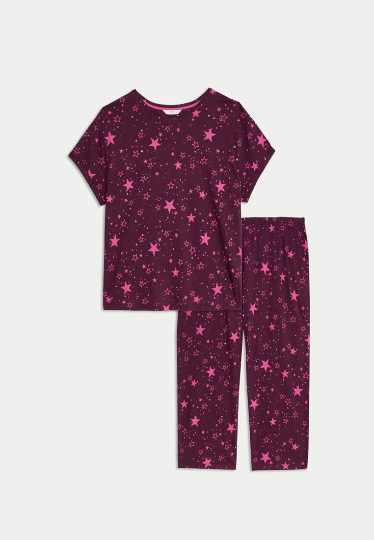 Pure Cotton Printed Cropped Pyjama Set