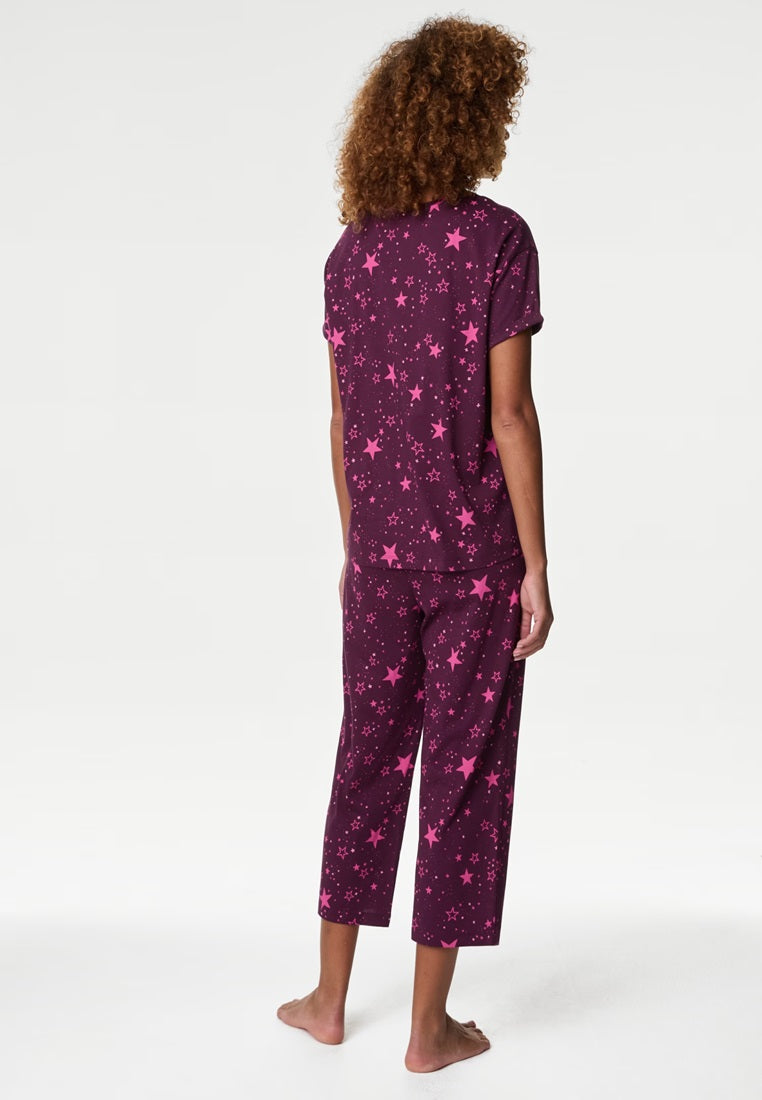 Pure Cotton Printed Cropped Pyjama Set