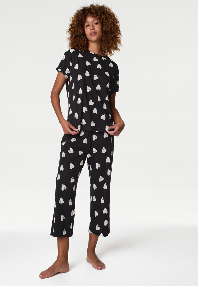 Pure Cotton Printed Cropped Pyjama Set