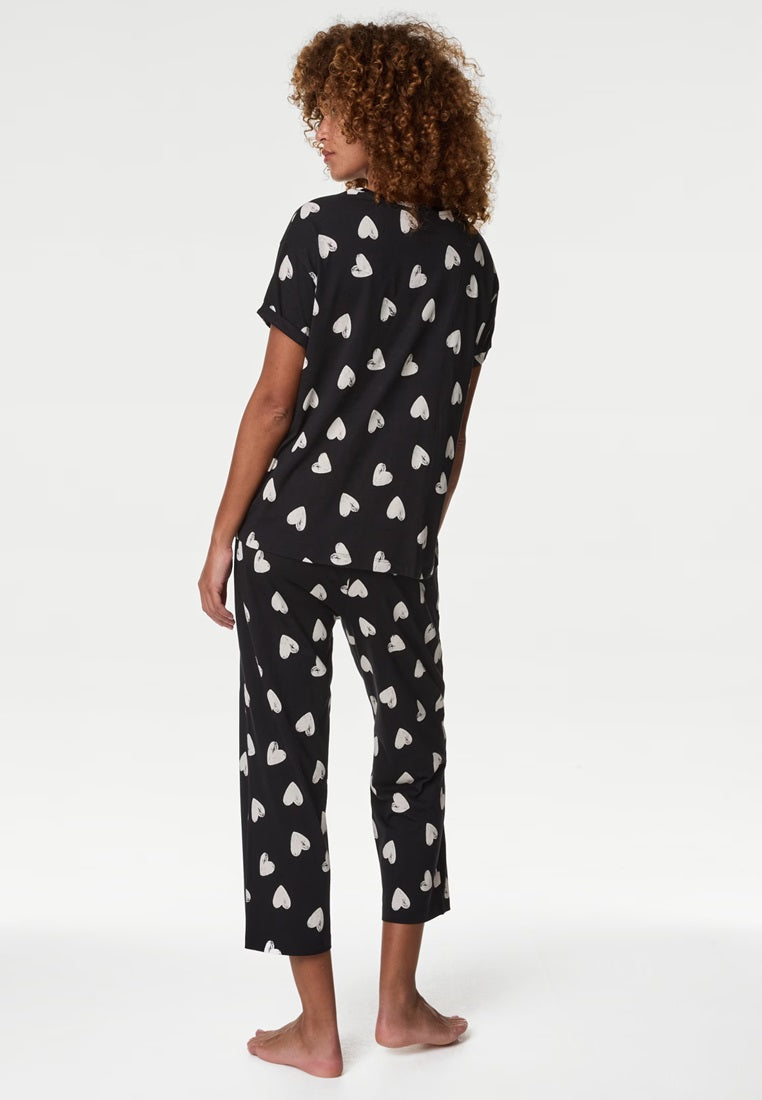 Pure Cotton Printed Cropped Pyjama Set