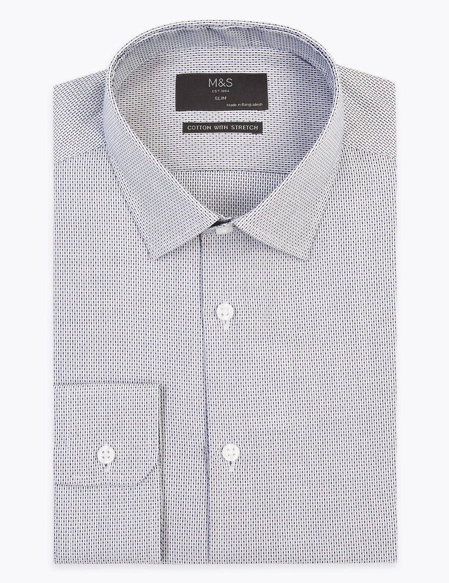 Slim Fit Easy Iron Shirt with Stretch