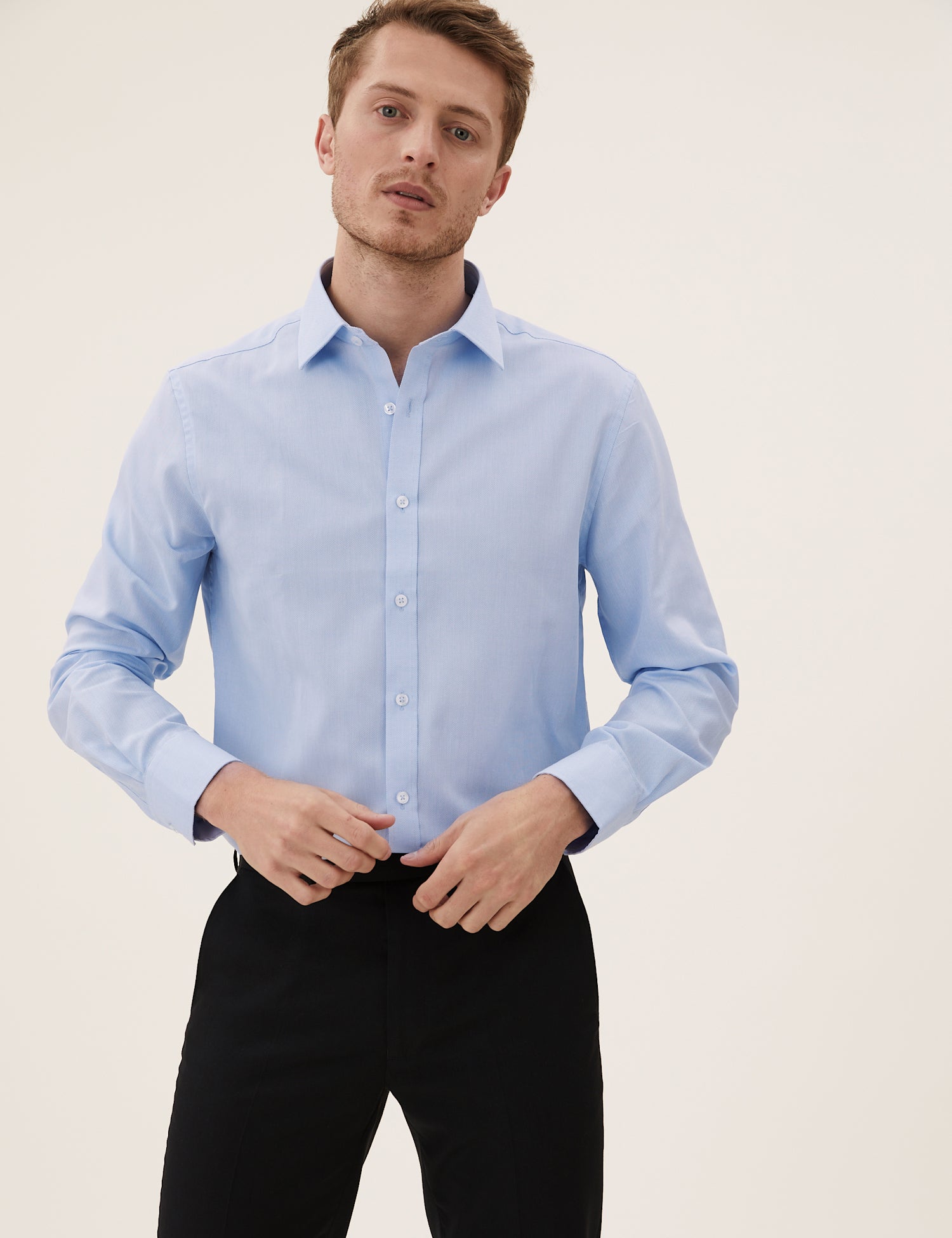 Tailored Fit Easy Iron Textured Shirt