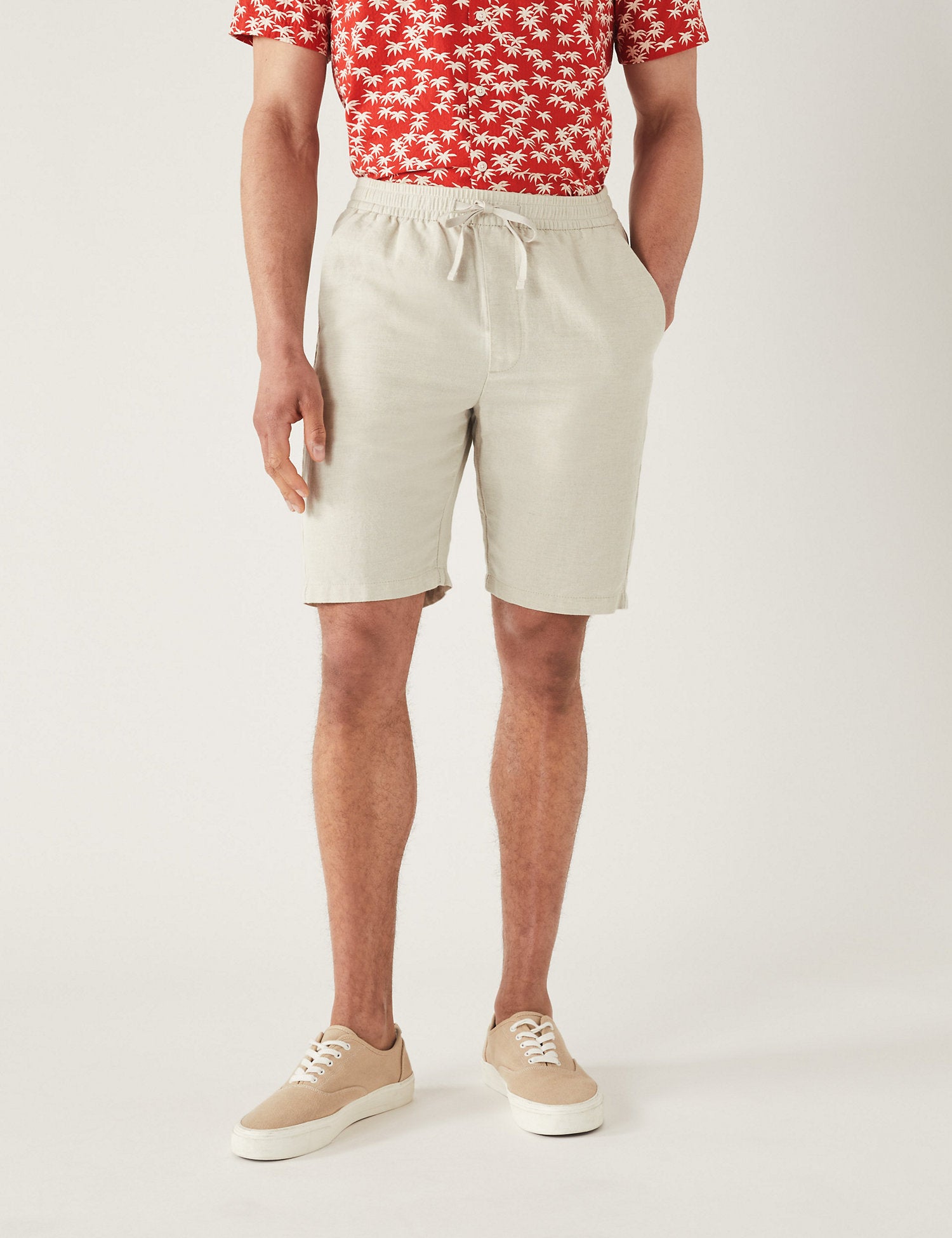 Linen Blend Elasticated Waist Chino Shorts