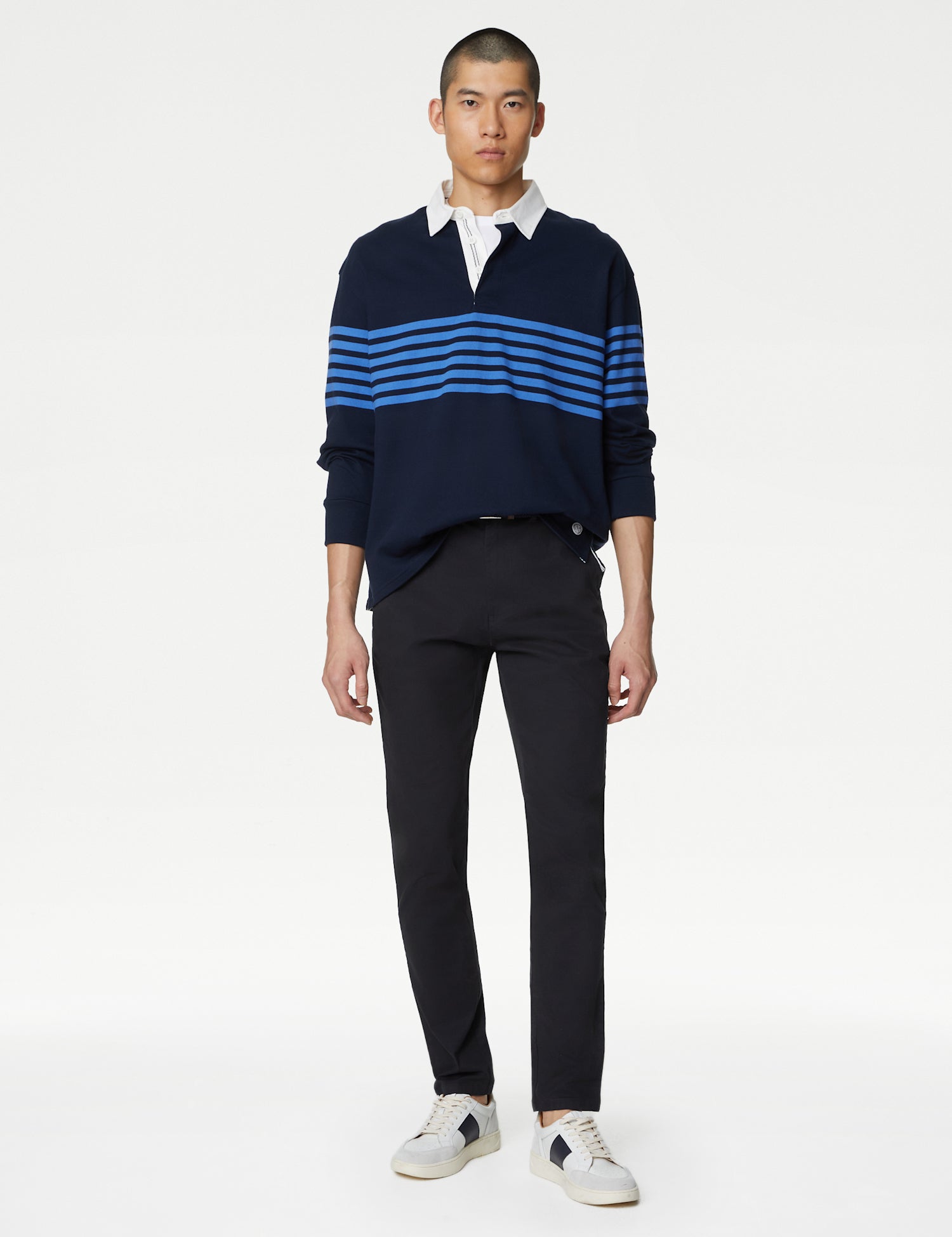 Slim Fit Belted Stretch Chinos