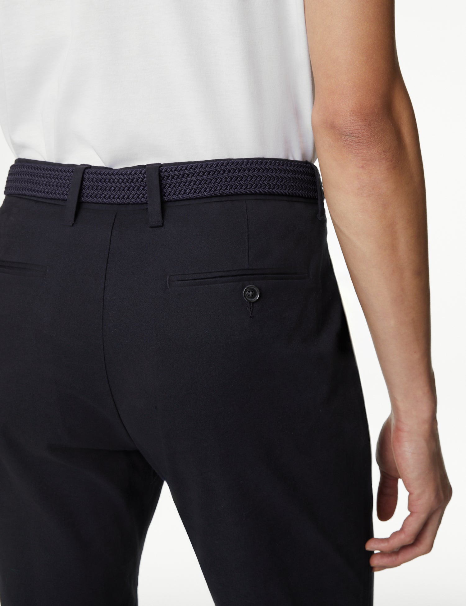 Slim Fit Belted Stretch Chinos