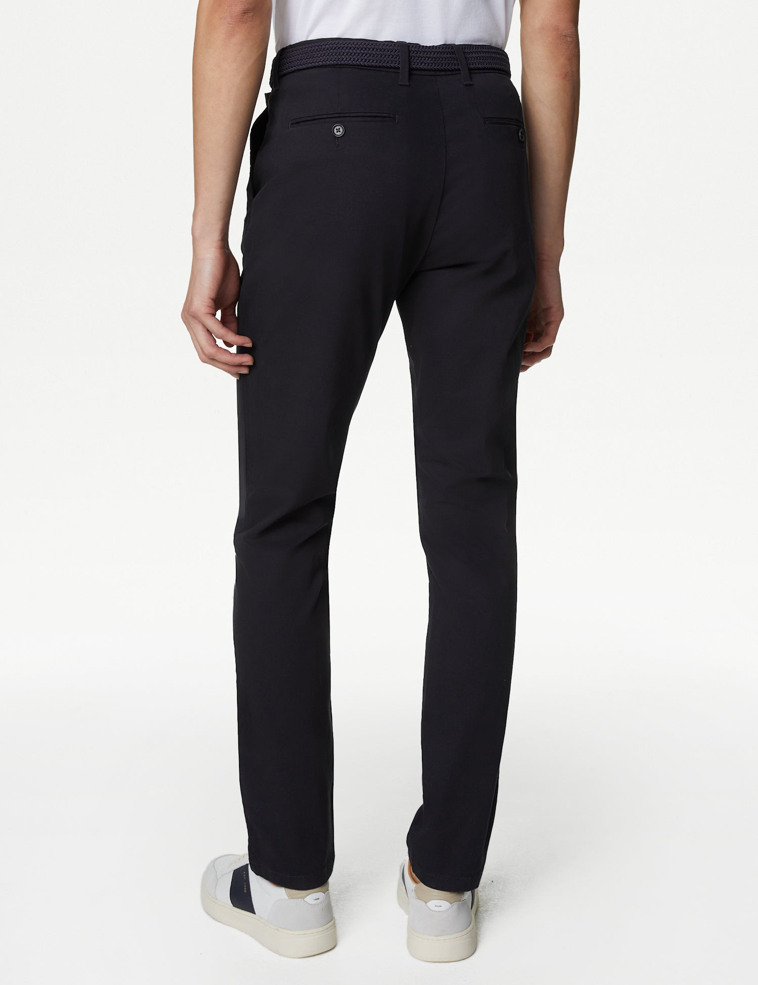 Slim Fit Belted Stretch Chinos