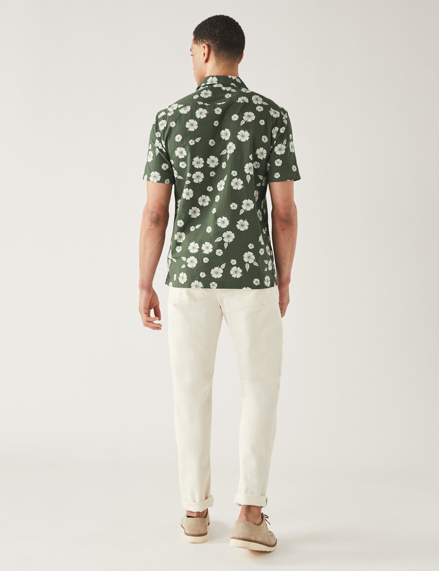 Pure Cotton Seersucker Cuban Collar Shirt