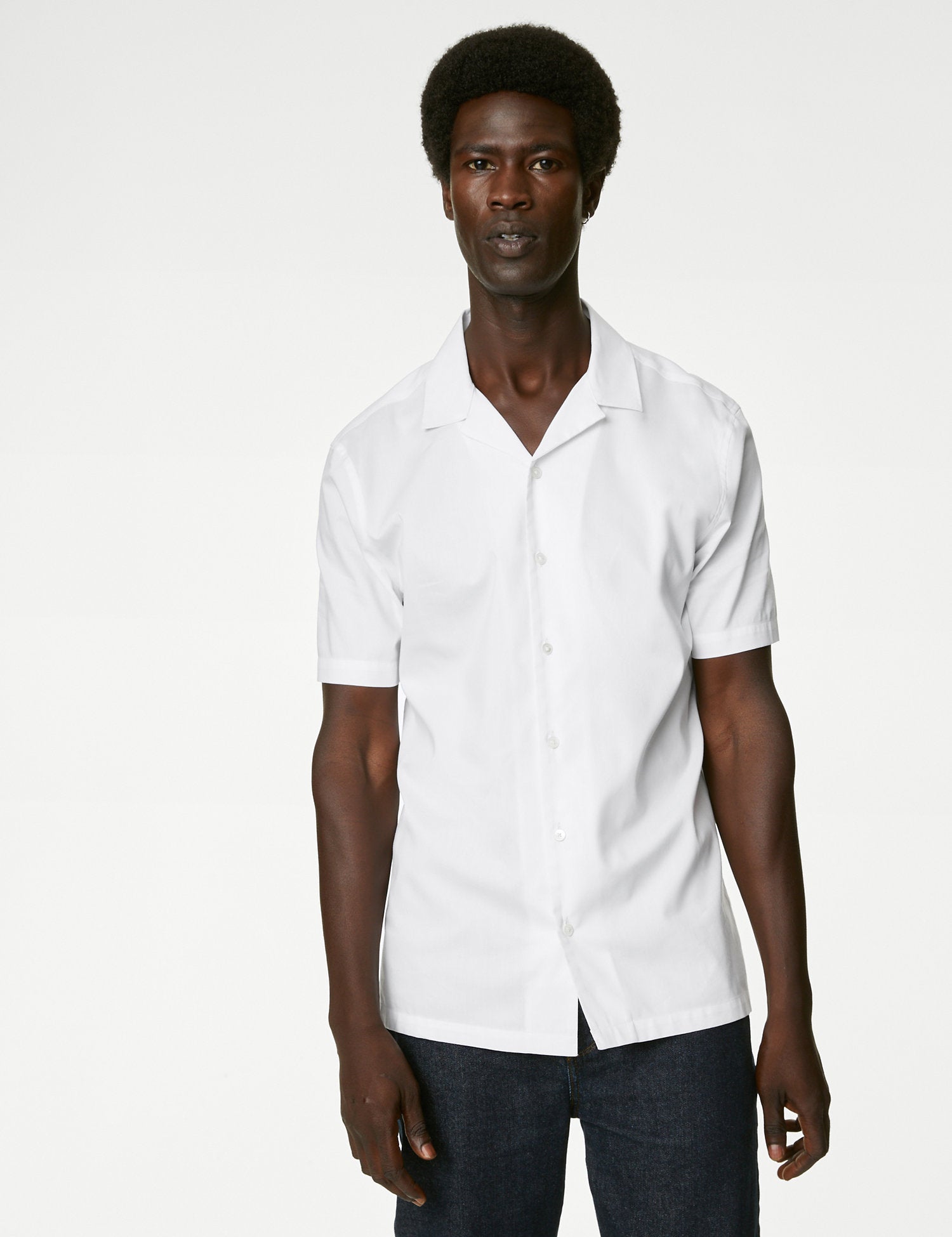 Cotton Rich Cuban Collar Shirt
