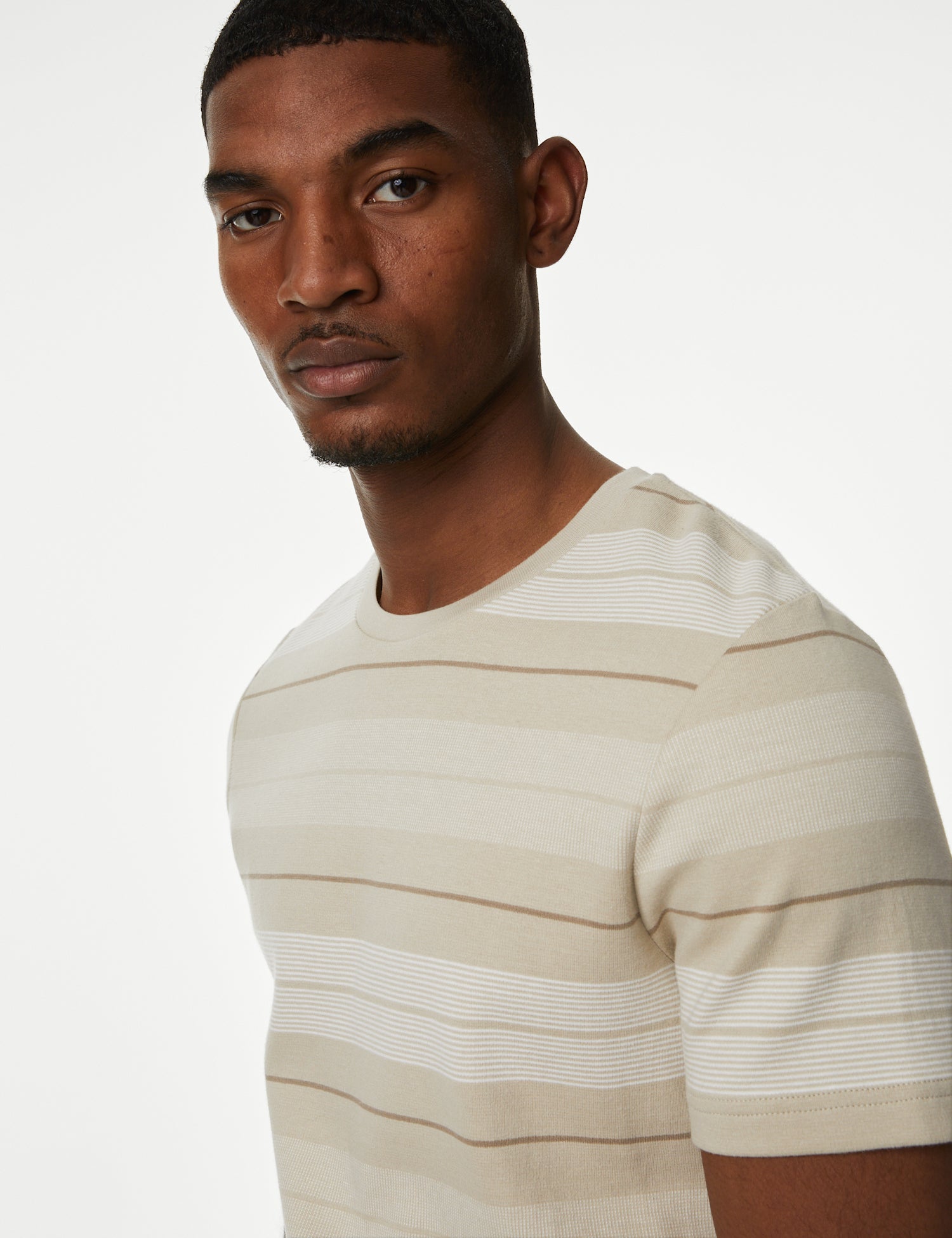 Pure Cotton Double Knit Striped T-Shirt