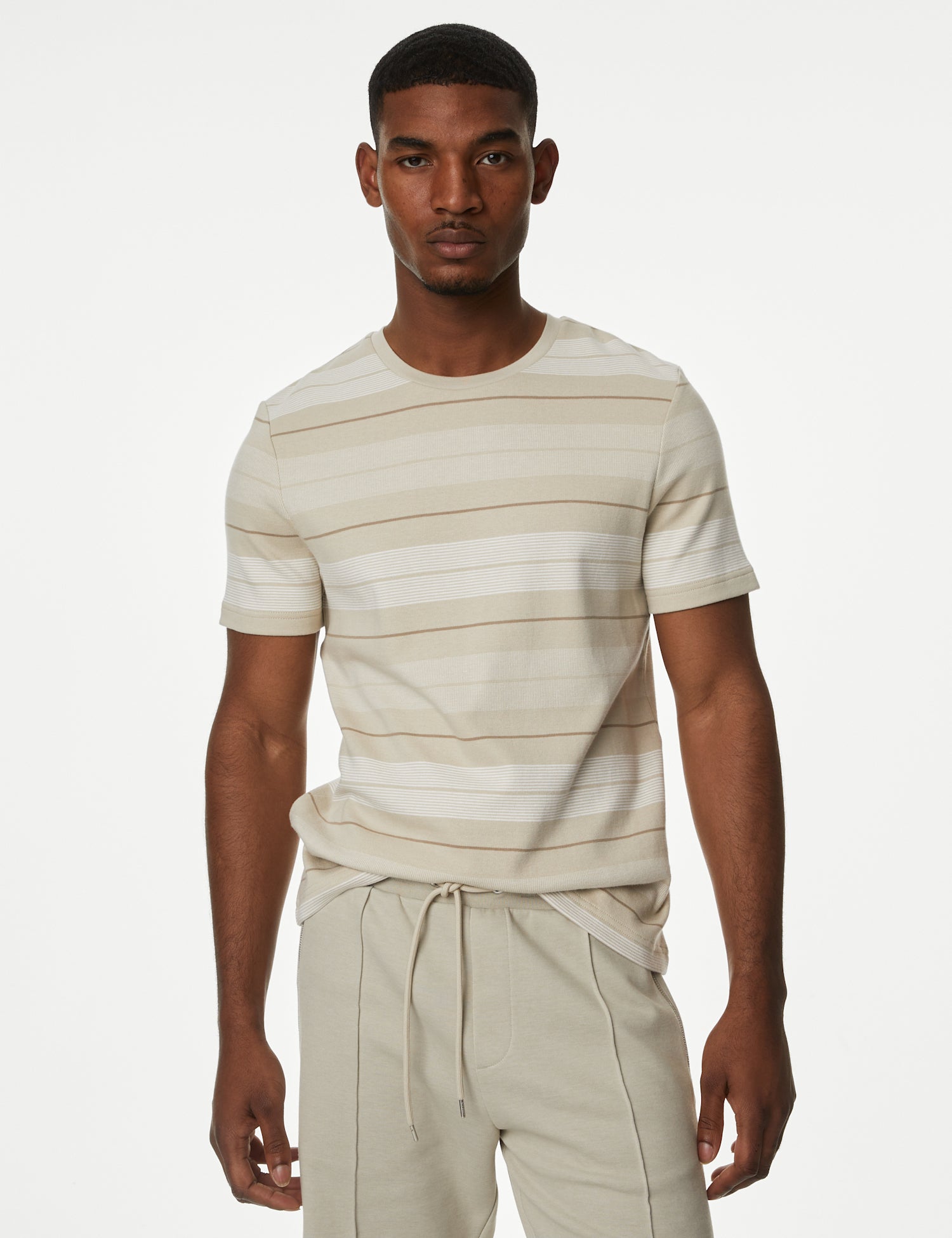 Pure Cotton Double Knit Striped T-Shirt