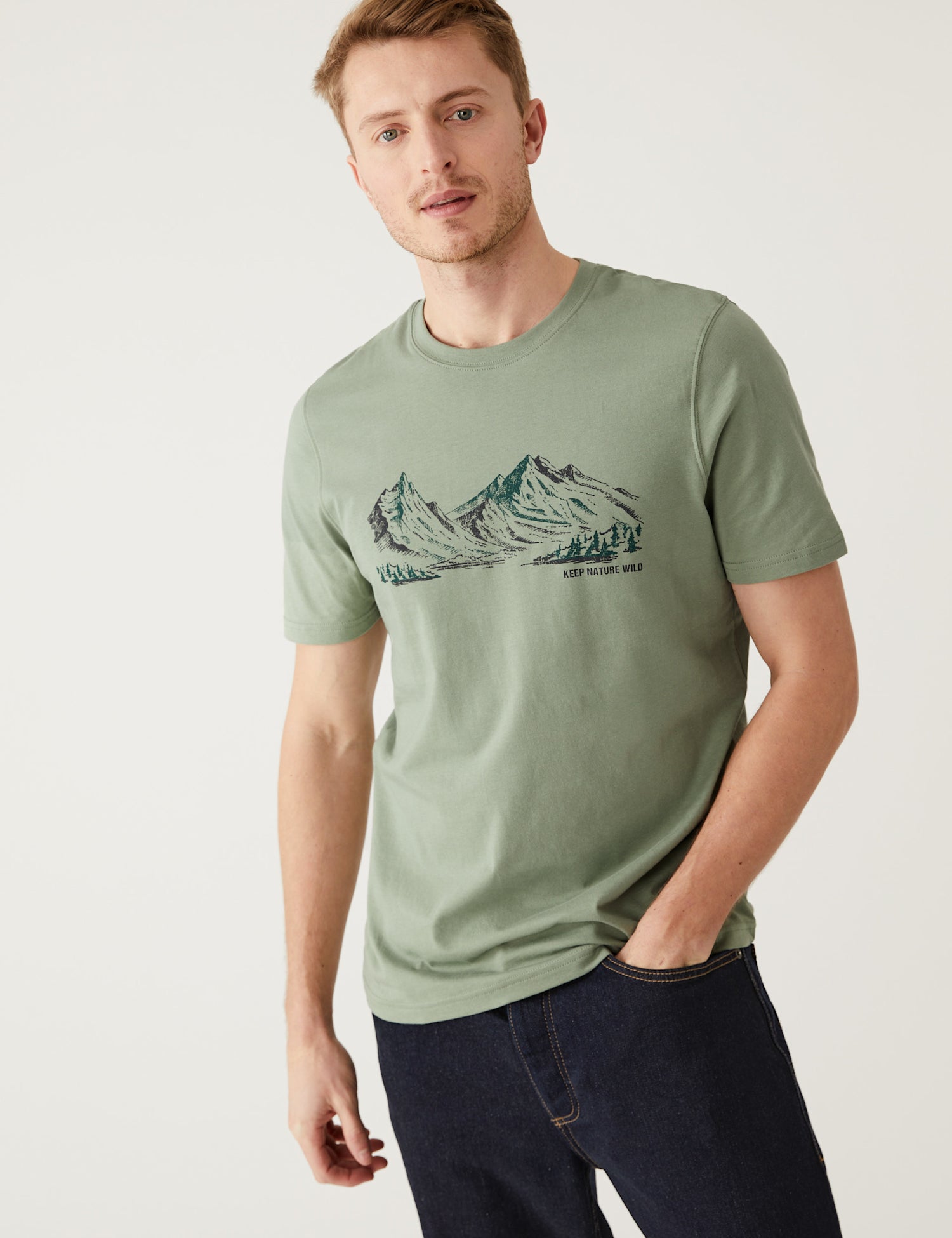 Pure Cotton Mountain Graphic T-Shirt