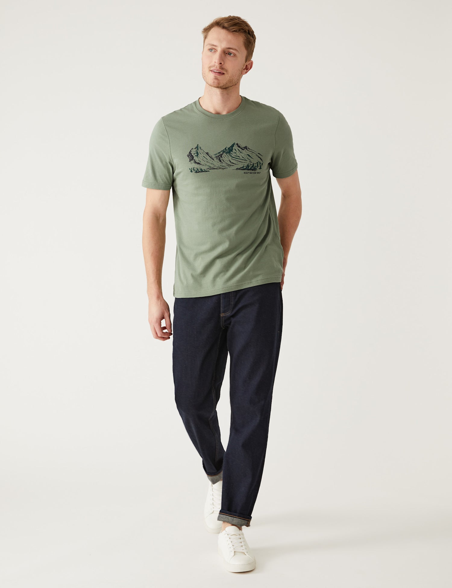 Pure Cotton Mountain Graphic T-Shirt