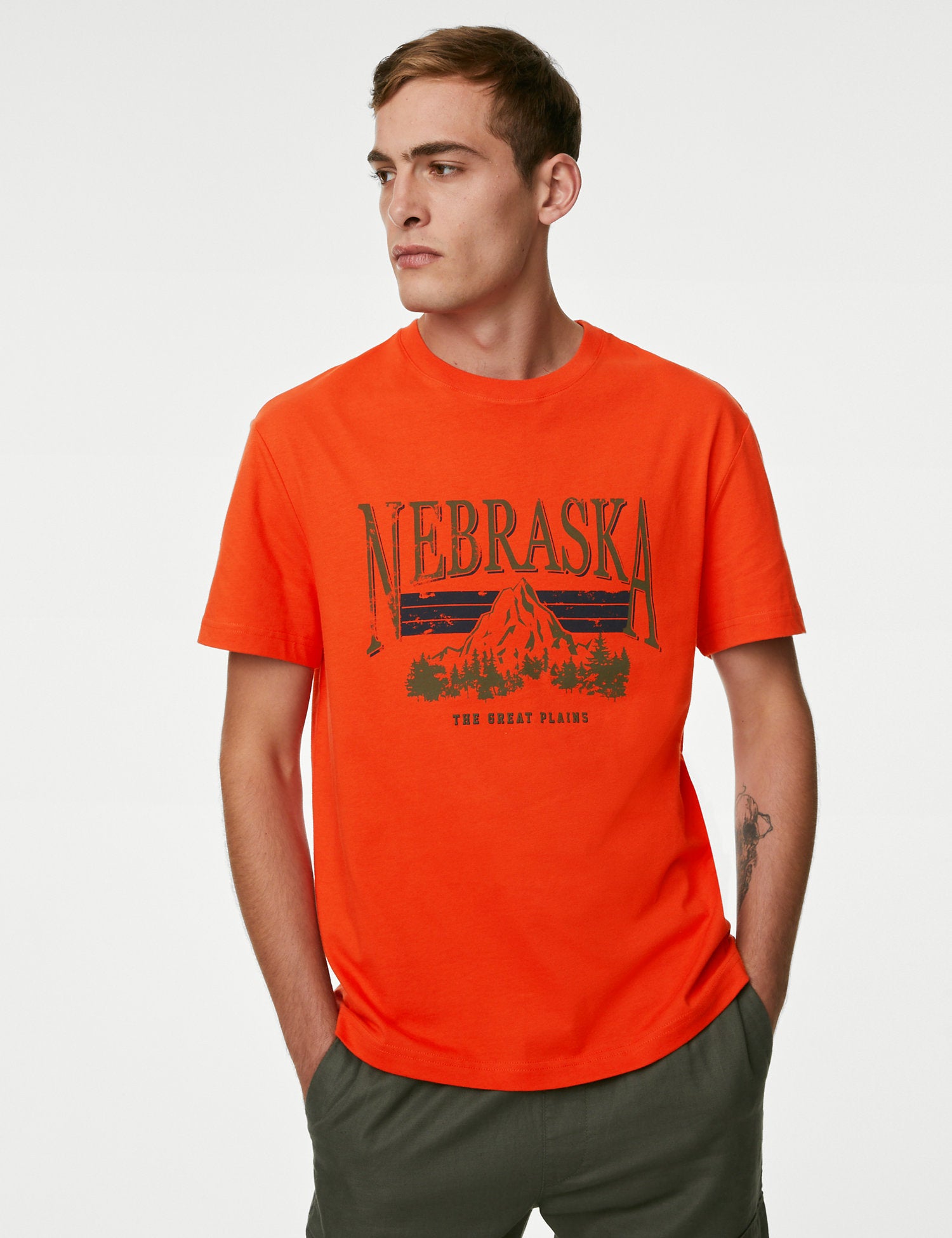 Pure Cotton Nebraska Graphic T-Shirt