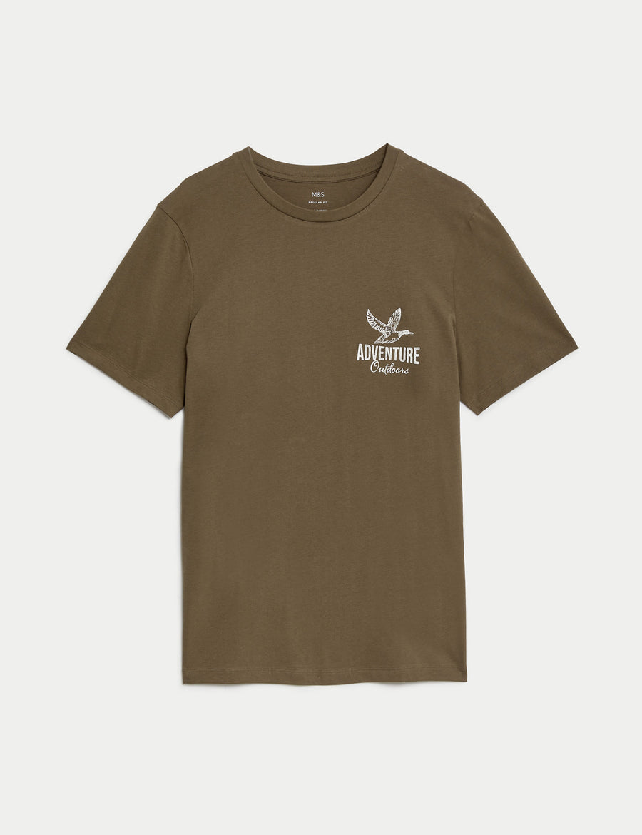 Pure Cotton Bird Graphic T-Shirt