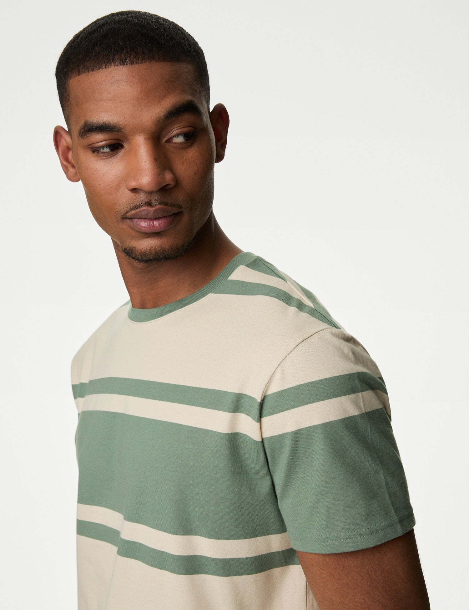 Pure Cotton Colour Block Striped T-Shirt