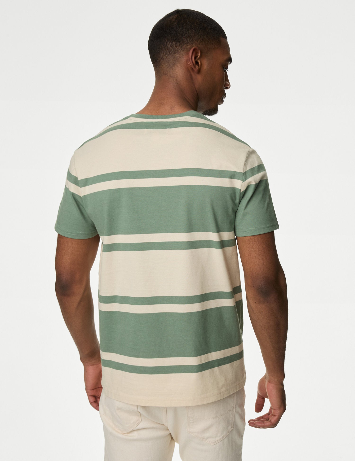 Pure Cotton Colour Block Striped T-Shirt