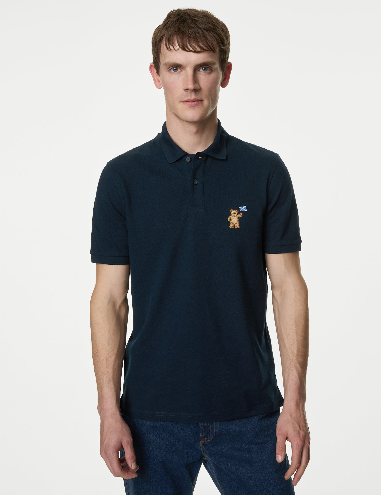 Pure Cotton Spencer Bear™ Scotland Polo Shirt