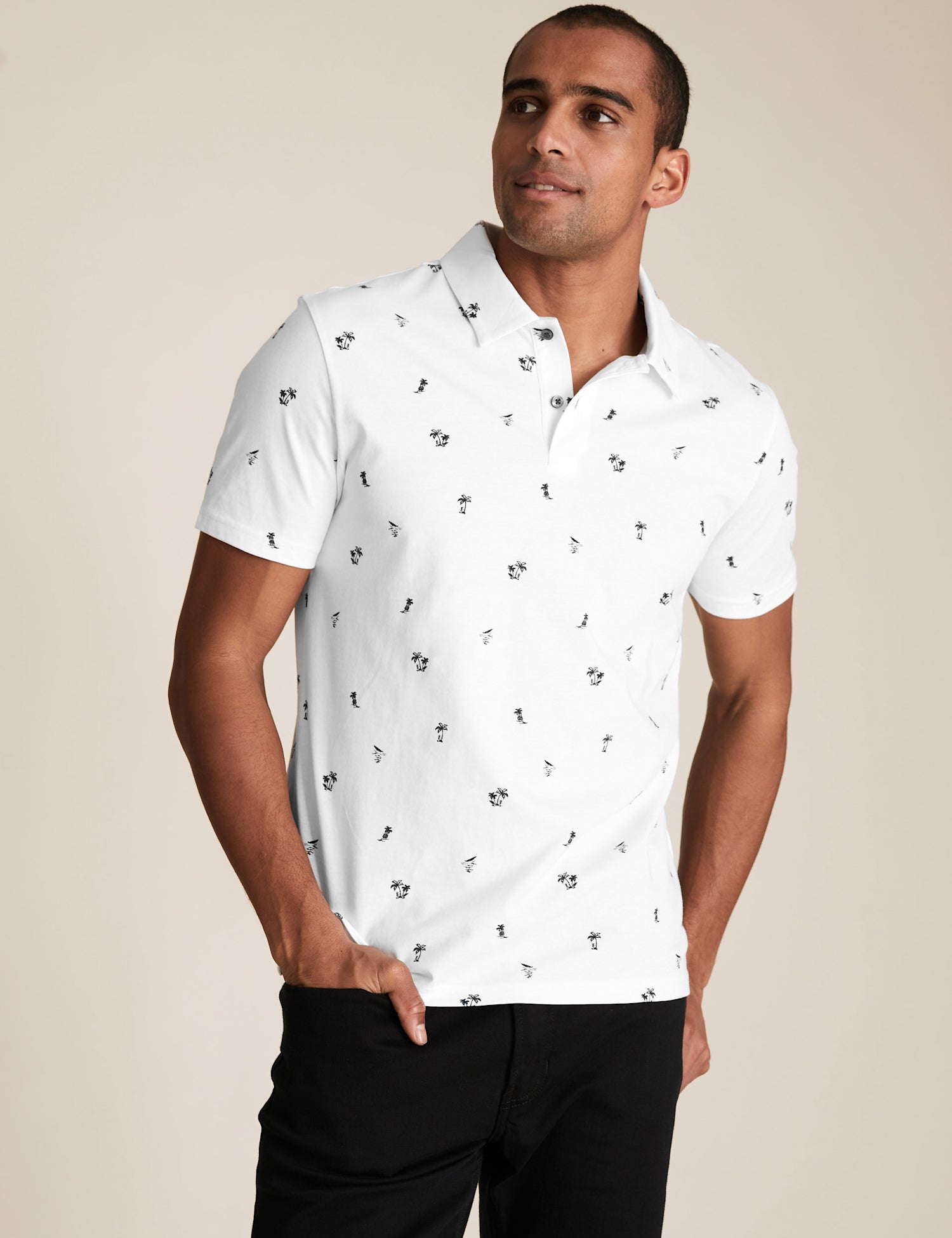Pure Cotton Hawaiian Print Polo Shirt
