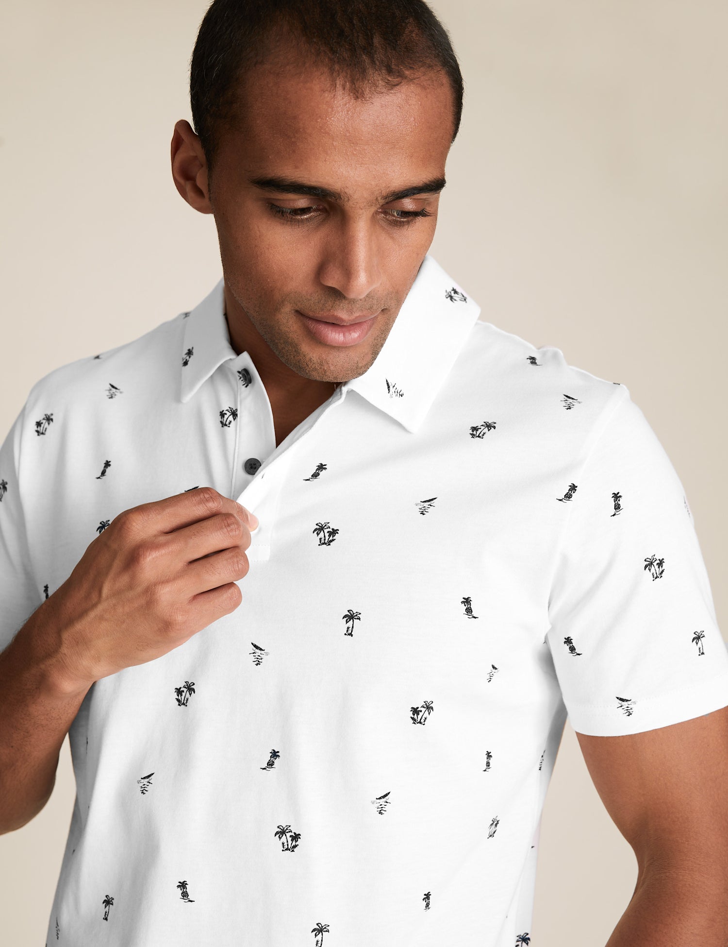 Pure Cotton Hawaiian Print Polo Shirt