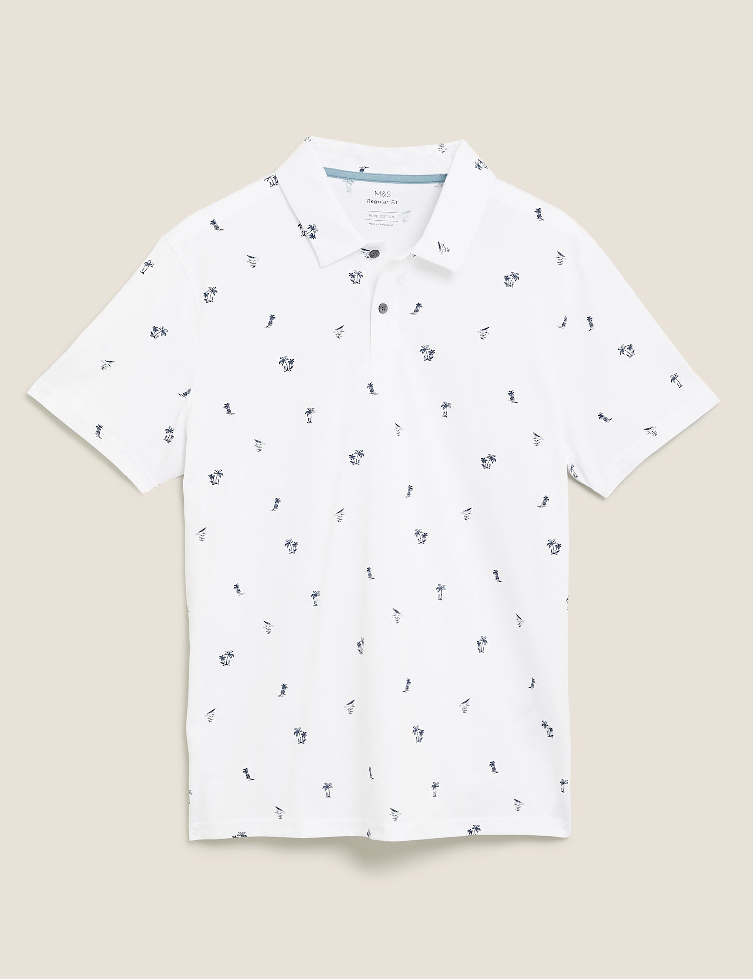 Pure Cotton Hawaiian Print Polo Shirt