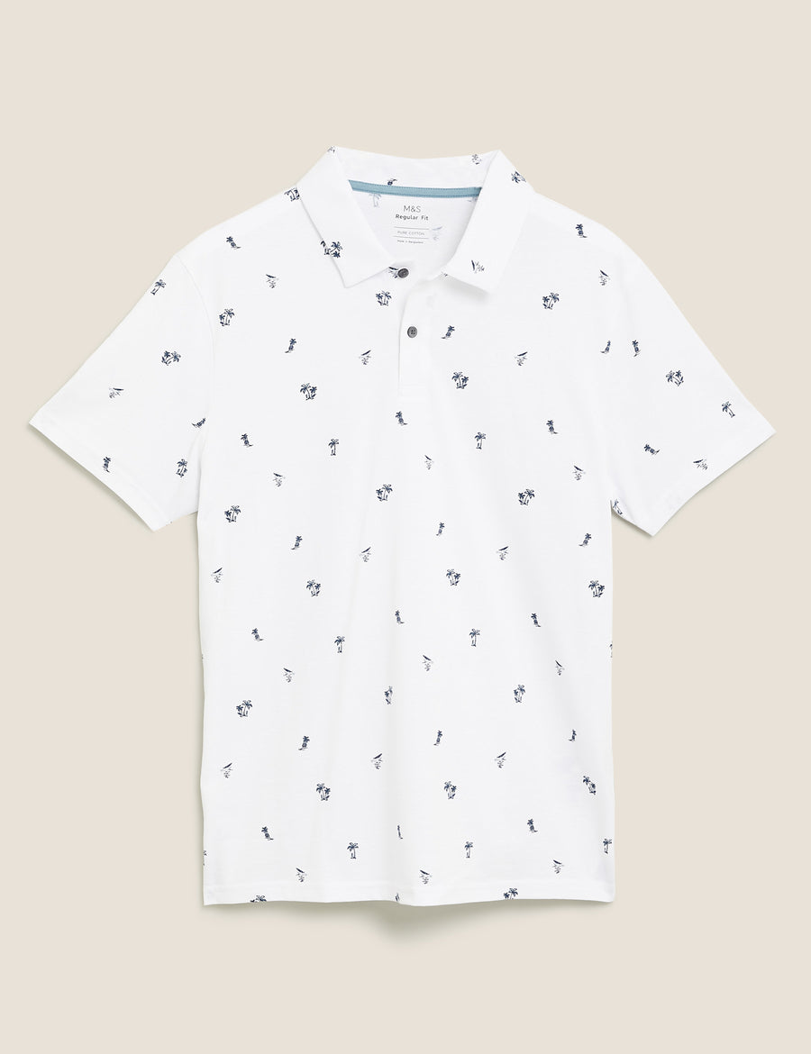 Pure Cotton Hawaiian Print Polo Shirt