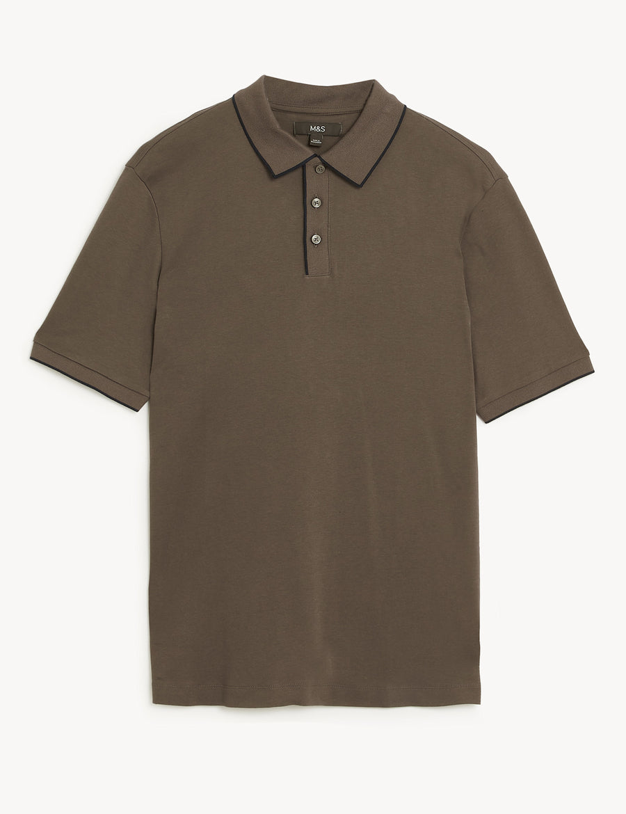 Pure Cotton Tipped Polo Shirt