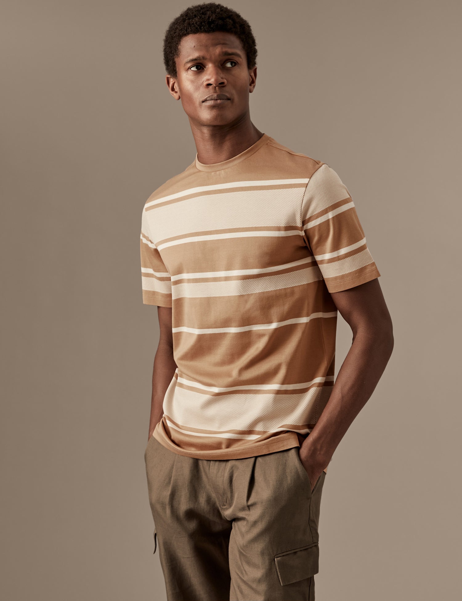 Pure Cotton Striped Textured T-Shirt