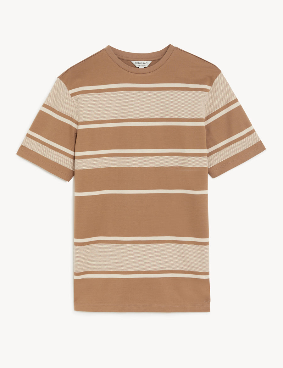Pure Cotton Striped Textured T-Shirt