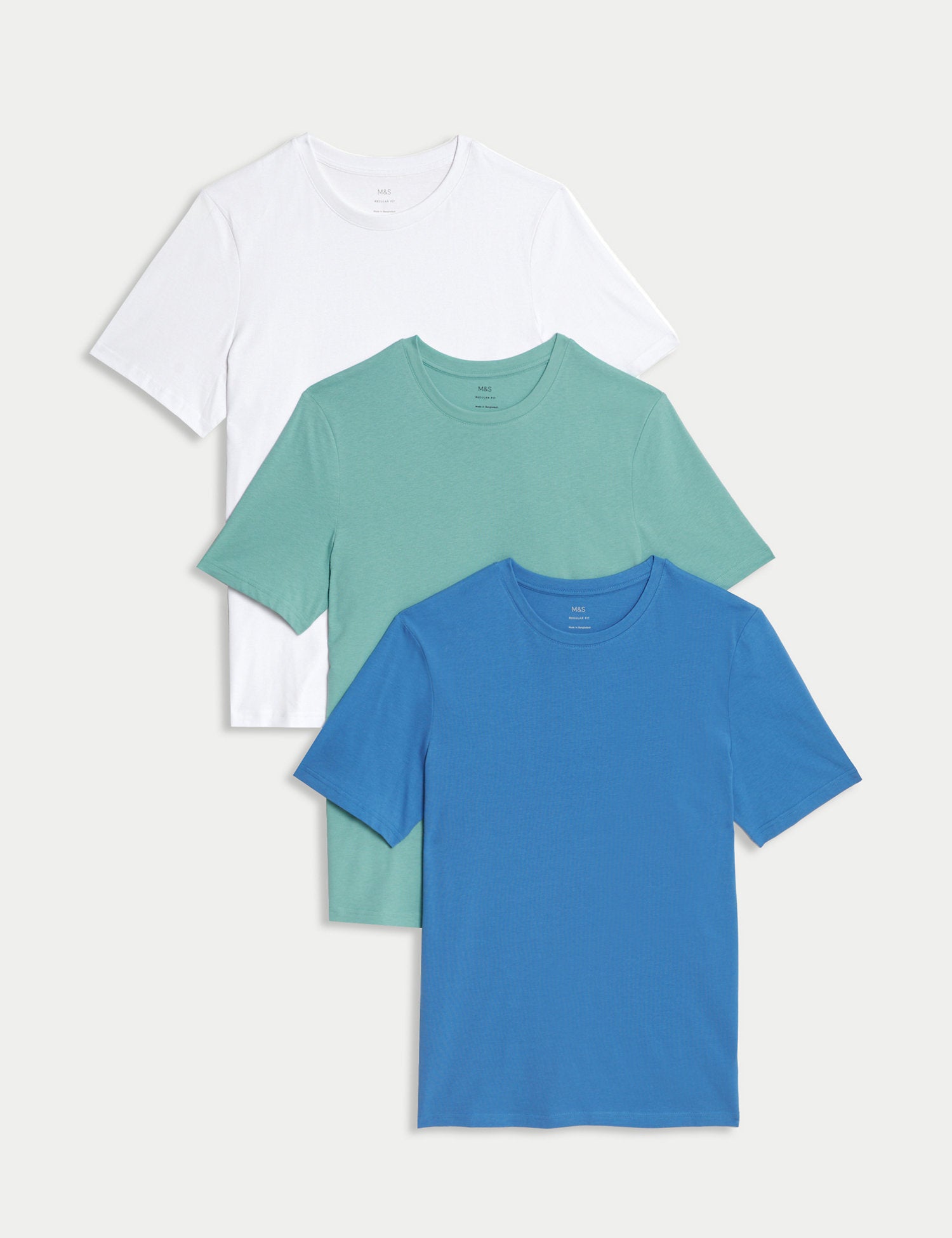 3pk Pure Cotton Crew Neck T-Shirts