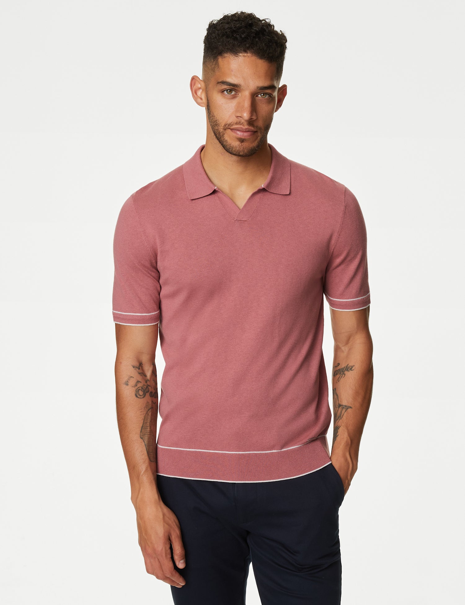 Silk Cotton Knitted Polo Shirt