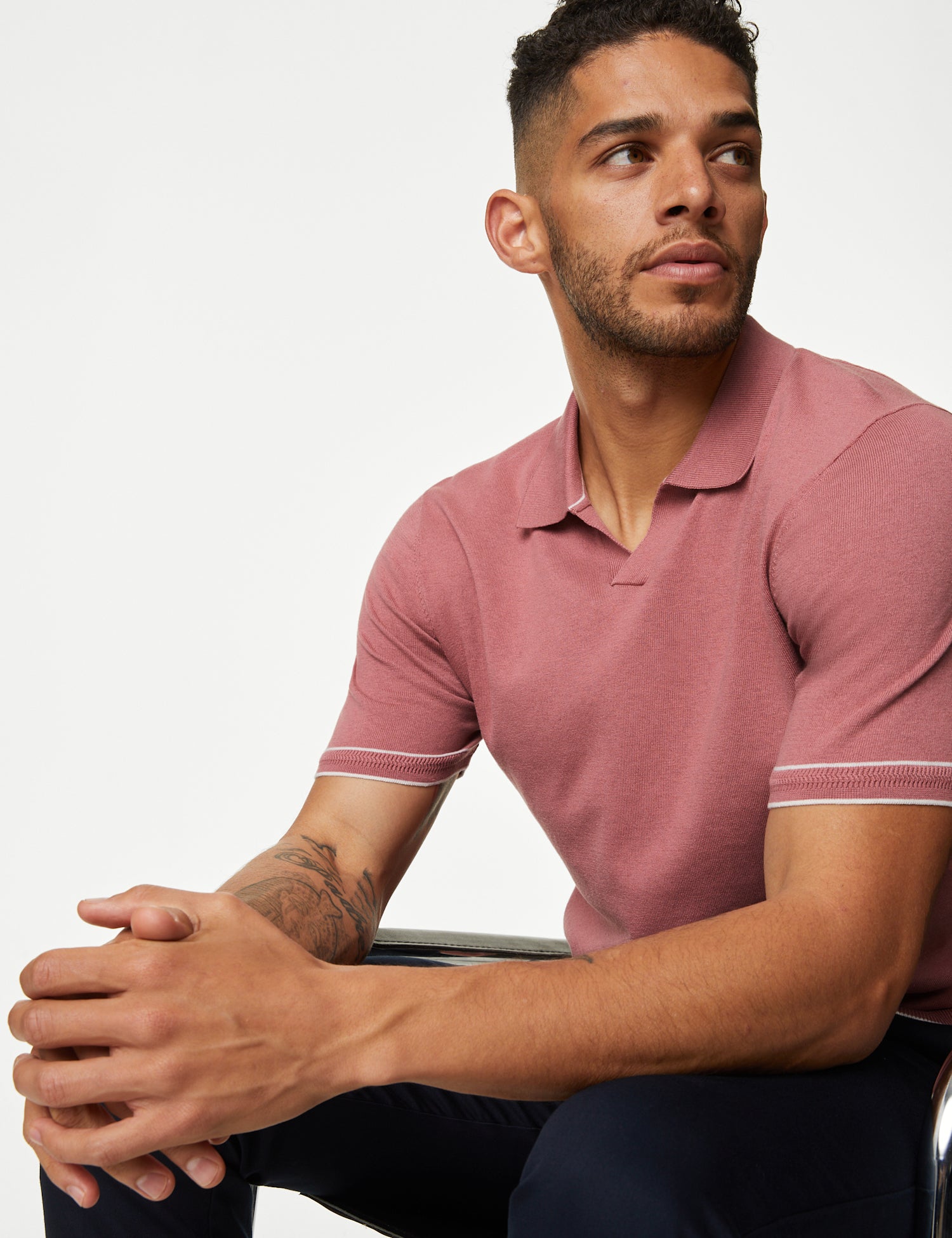 Silk Cotton Knitted Polo Shirt