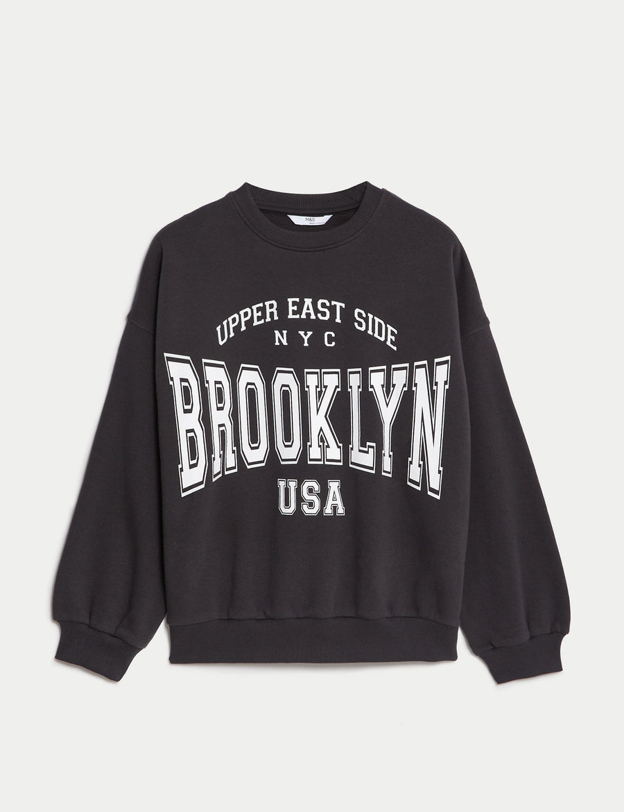 Cotton Rich Brooklyn Slogan Sweatshirt