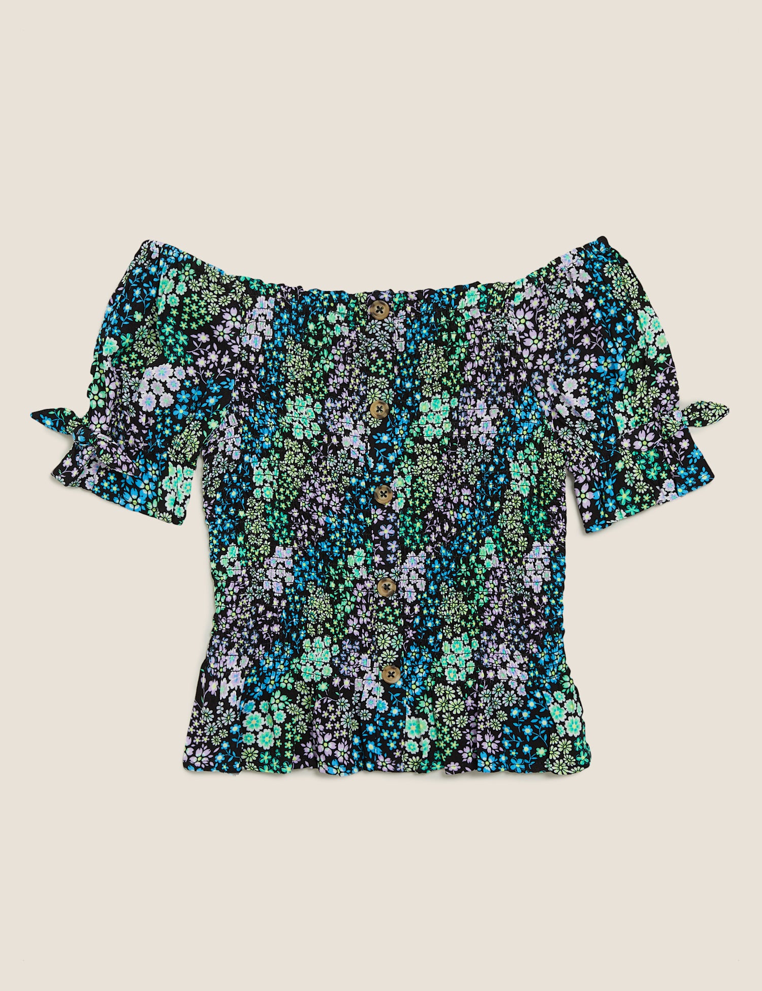 Floral Print Shirred Top