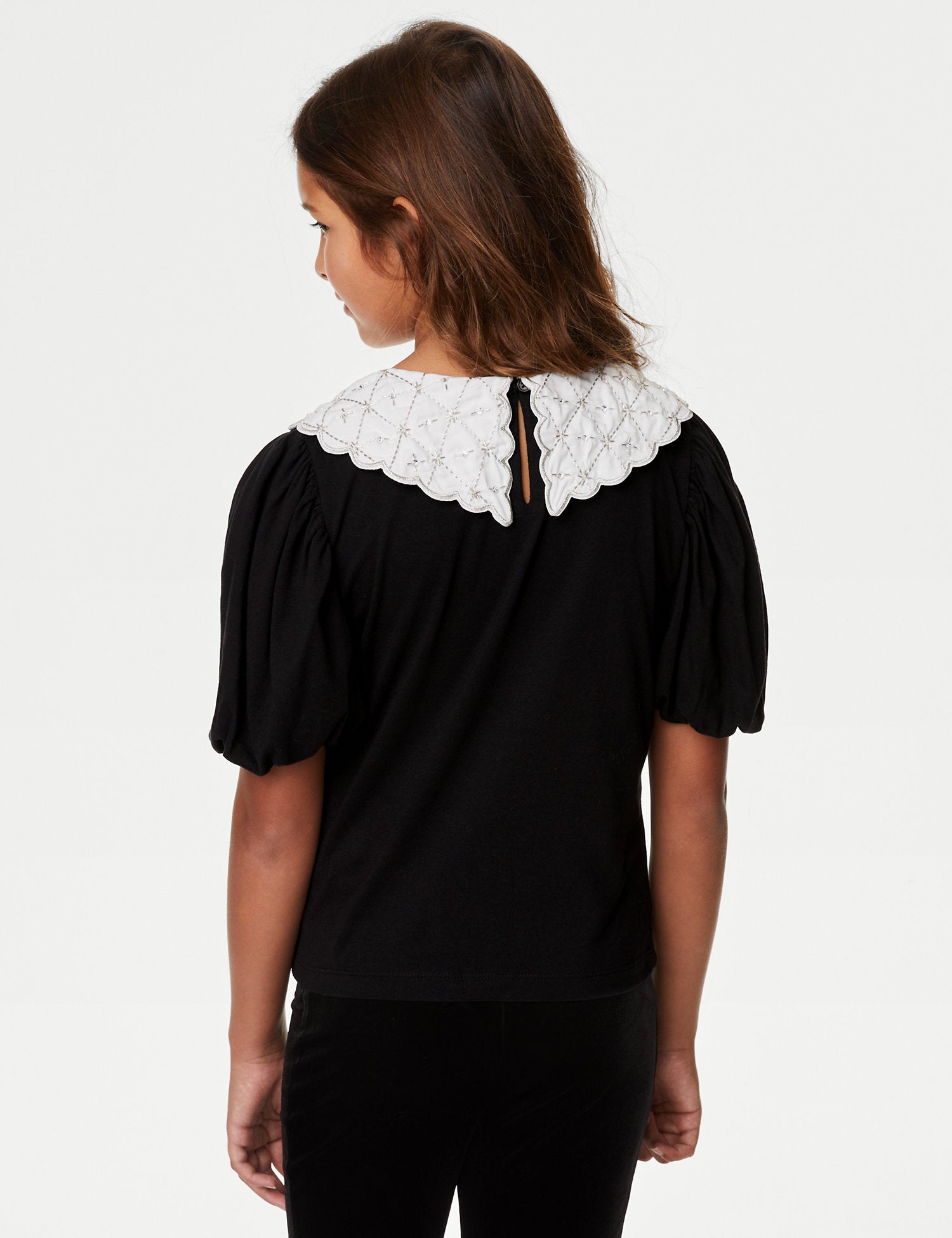 Pure Cotton Embellished Collar Top